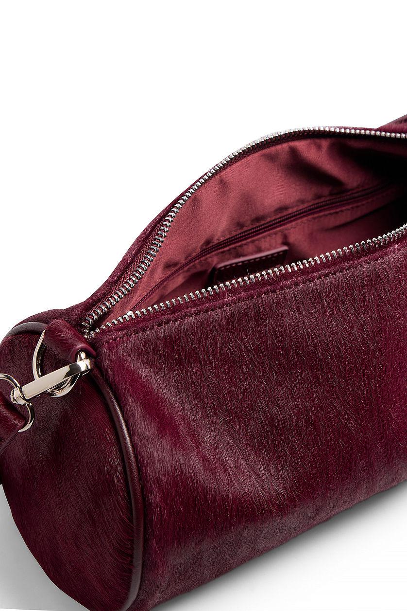 Leather Cylinder Shoulder Bag Black Product Image