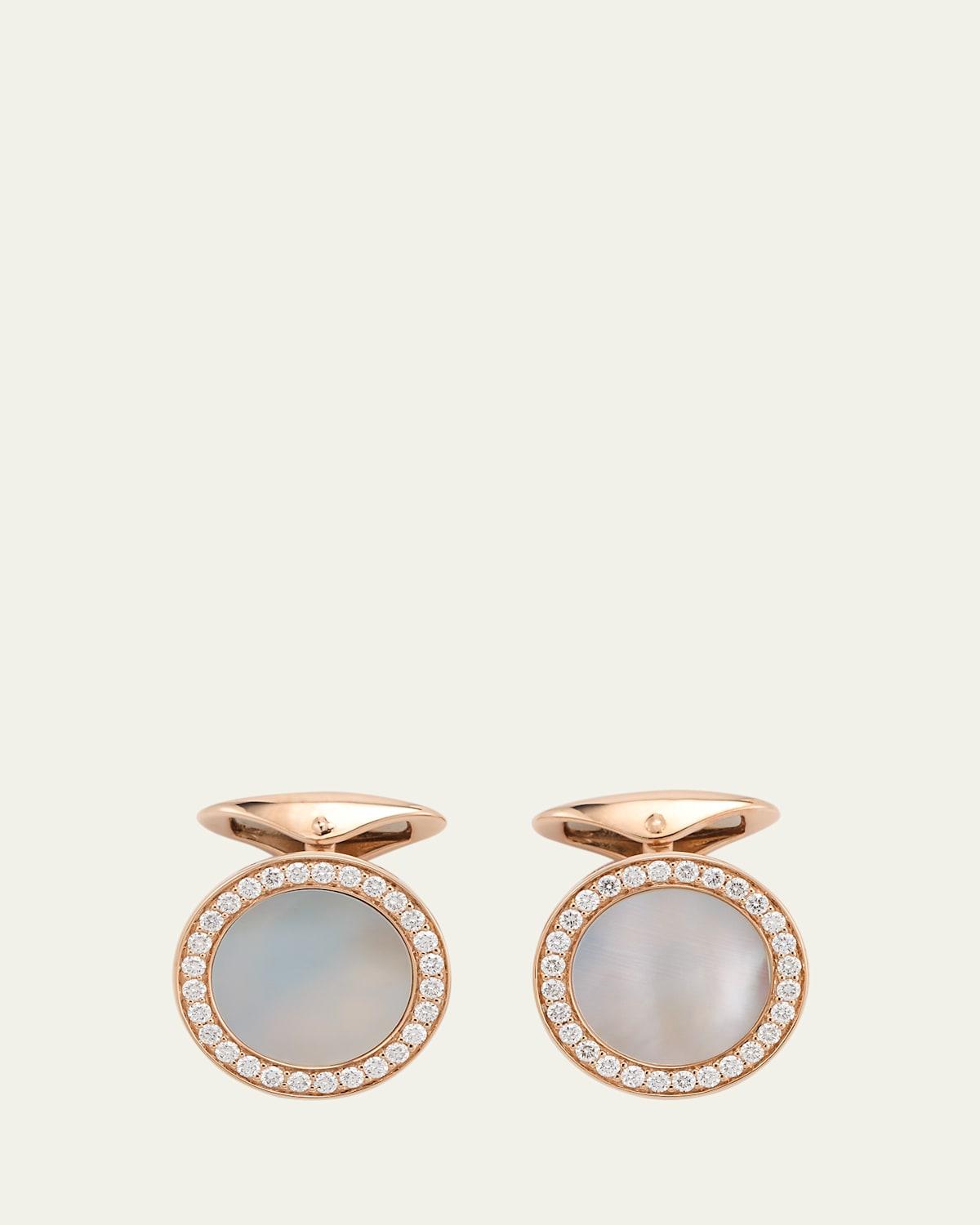 Mens 18K Mother Of Pearl and Diamond Cufflinks Product Image
