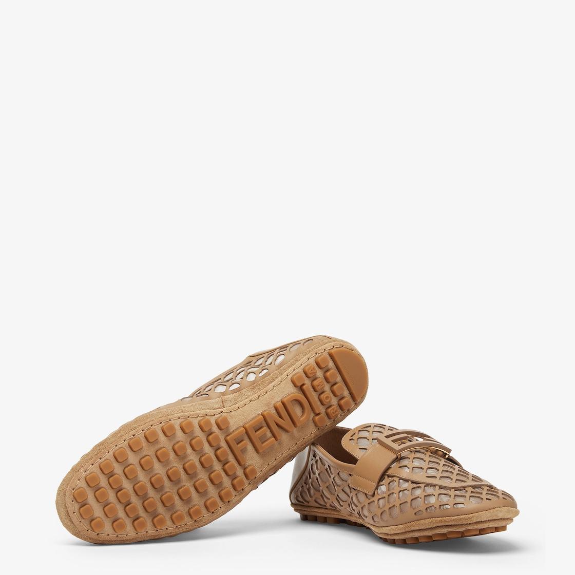 BaguetteBeige perforated leather loafers Product Image