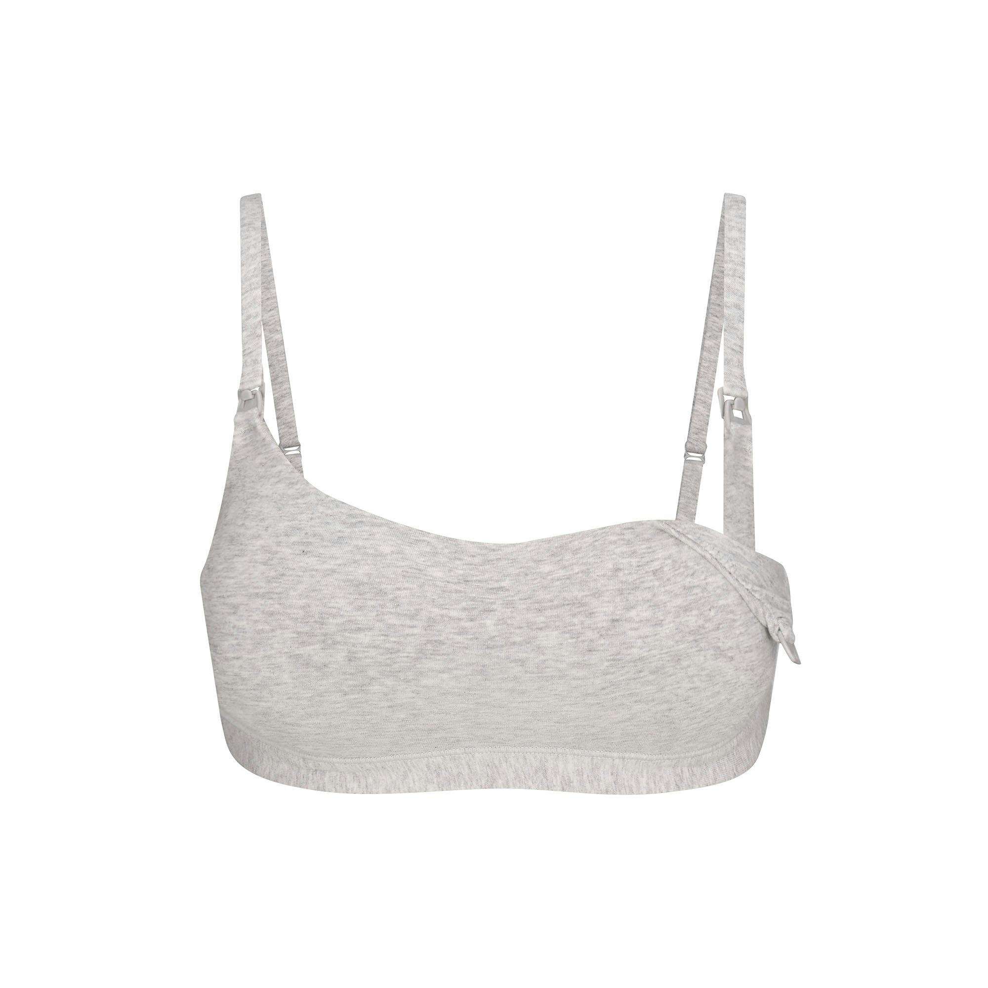 COTTON JERSEY MATERNITY NURSING SCOOP BRALETTE | LIGHT HEATHER GREY Product Image