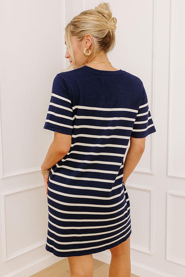 Country Club Charm Stripe Mini Dress in Navy Product Image