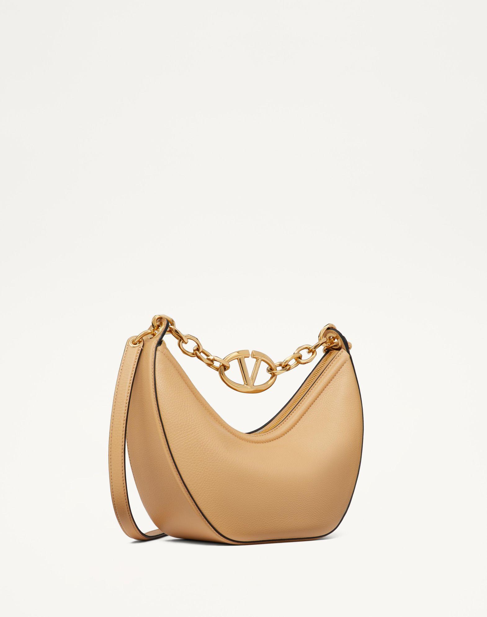 Small Vlogo Moon Hobo Bag In Grainy Calfskin With Chain Product Image