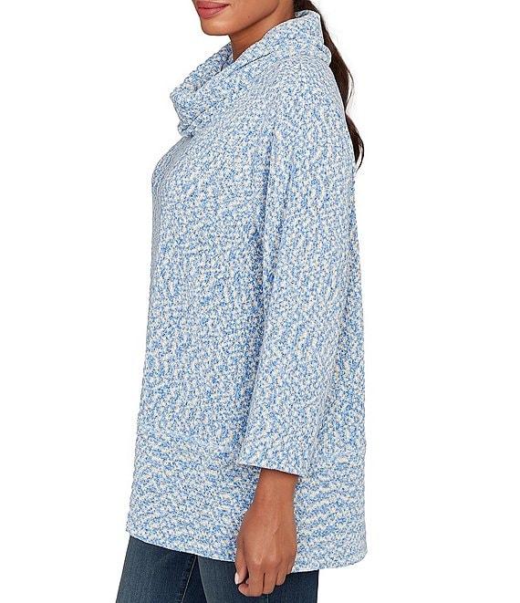 Ruby Rd. Chenille Space-Dye Cowl Neck 3/4 Sleeve Top Product Image