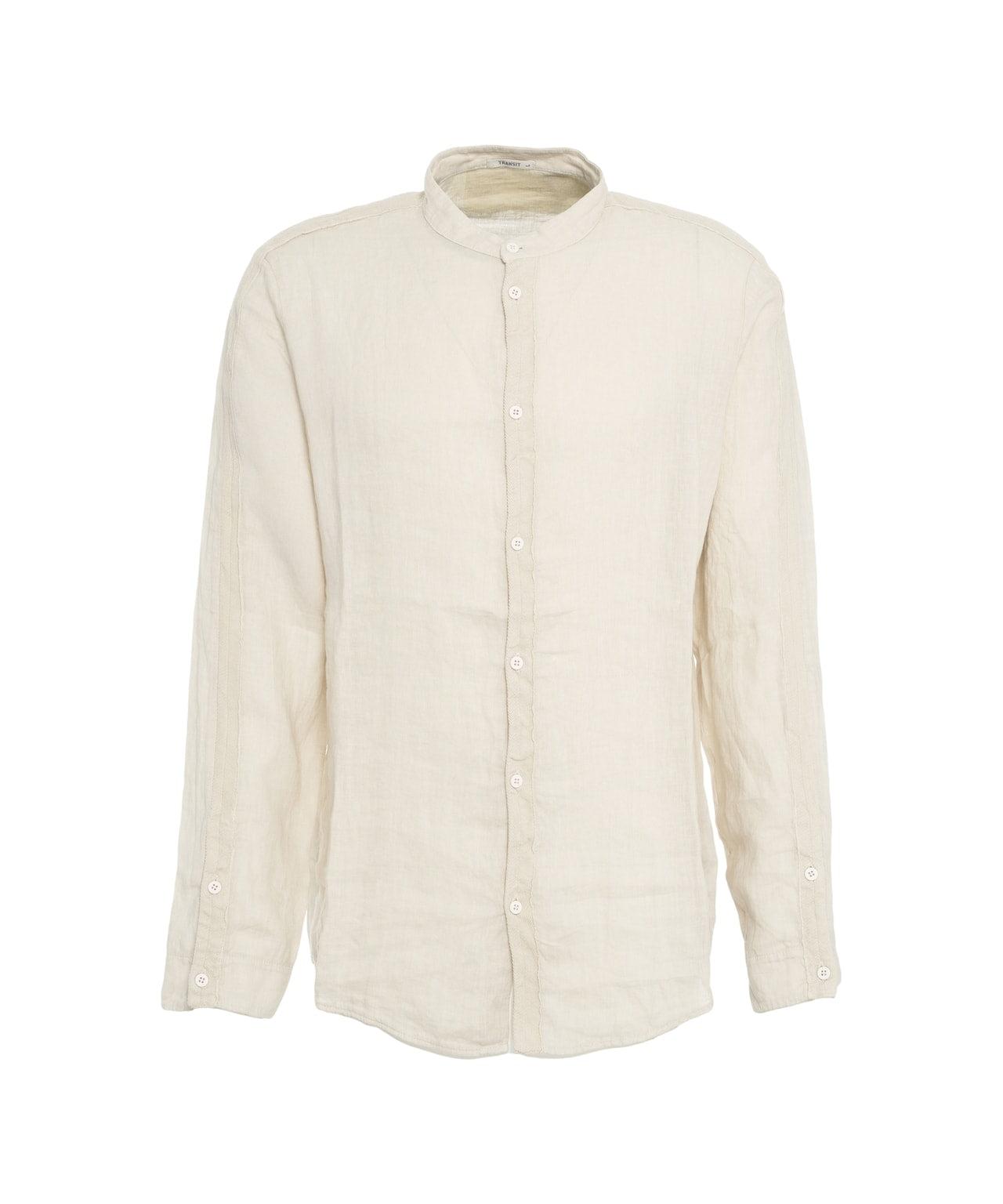 Linen shirt with mandarin collar Product Image