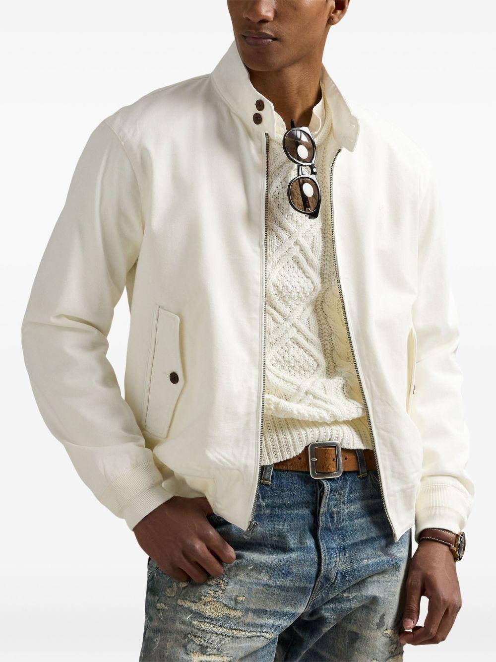 POLO RALPH LAUREN Logo-embroidered Cotton-twill Bomber Jacket In White Product Image