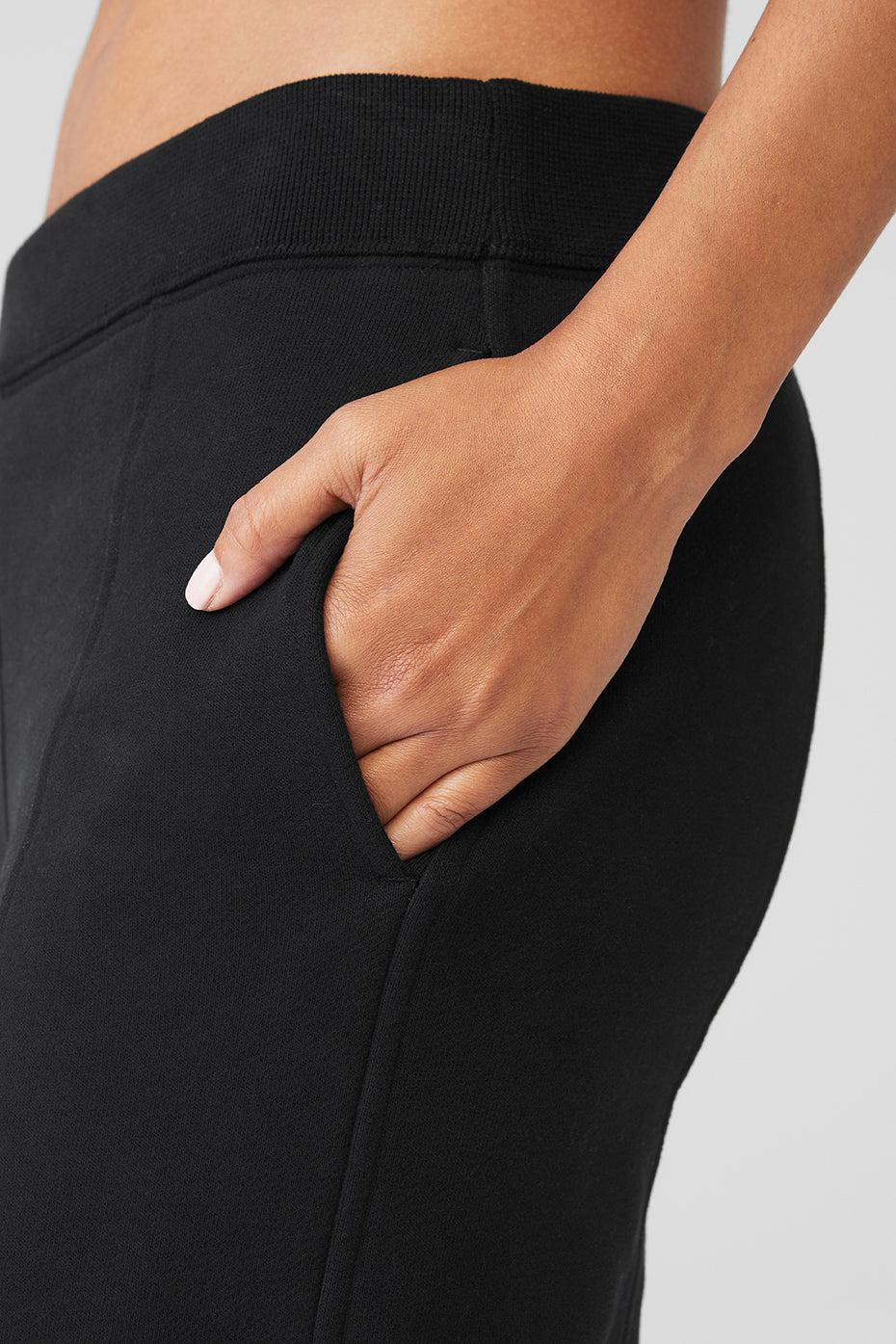 High-Waist Free Time Straight Leg Sweatpant - Black Product Image