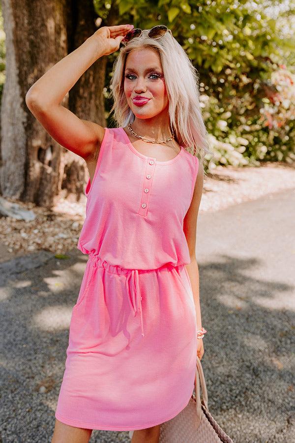 Ivy League Style Dress In Neon Pink Product Image