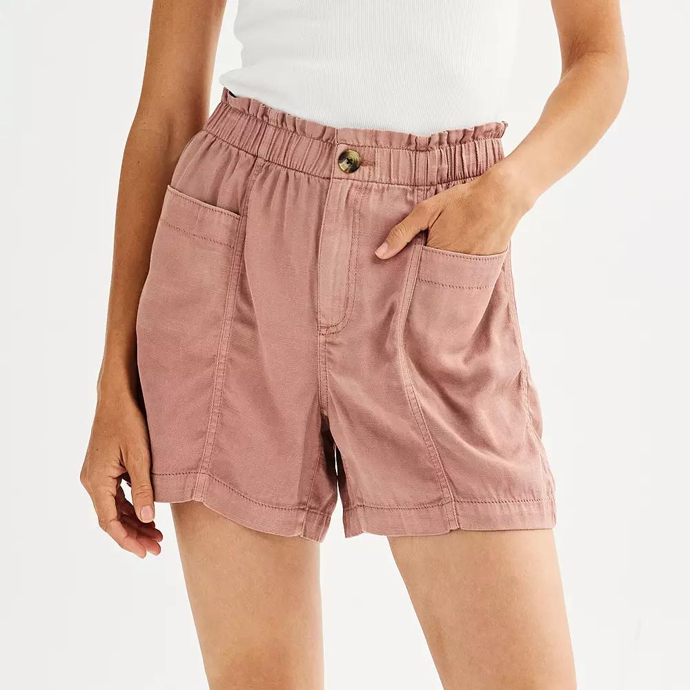 Women's Sonoma Goods For Life® Utility Paperbag Shorts, Size: XL, Red Mauve Product Image