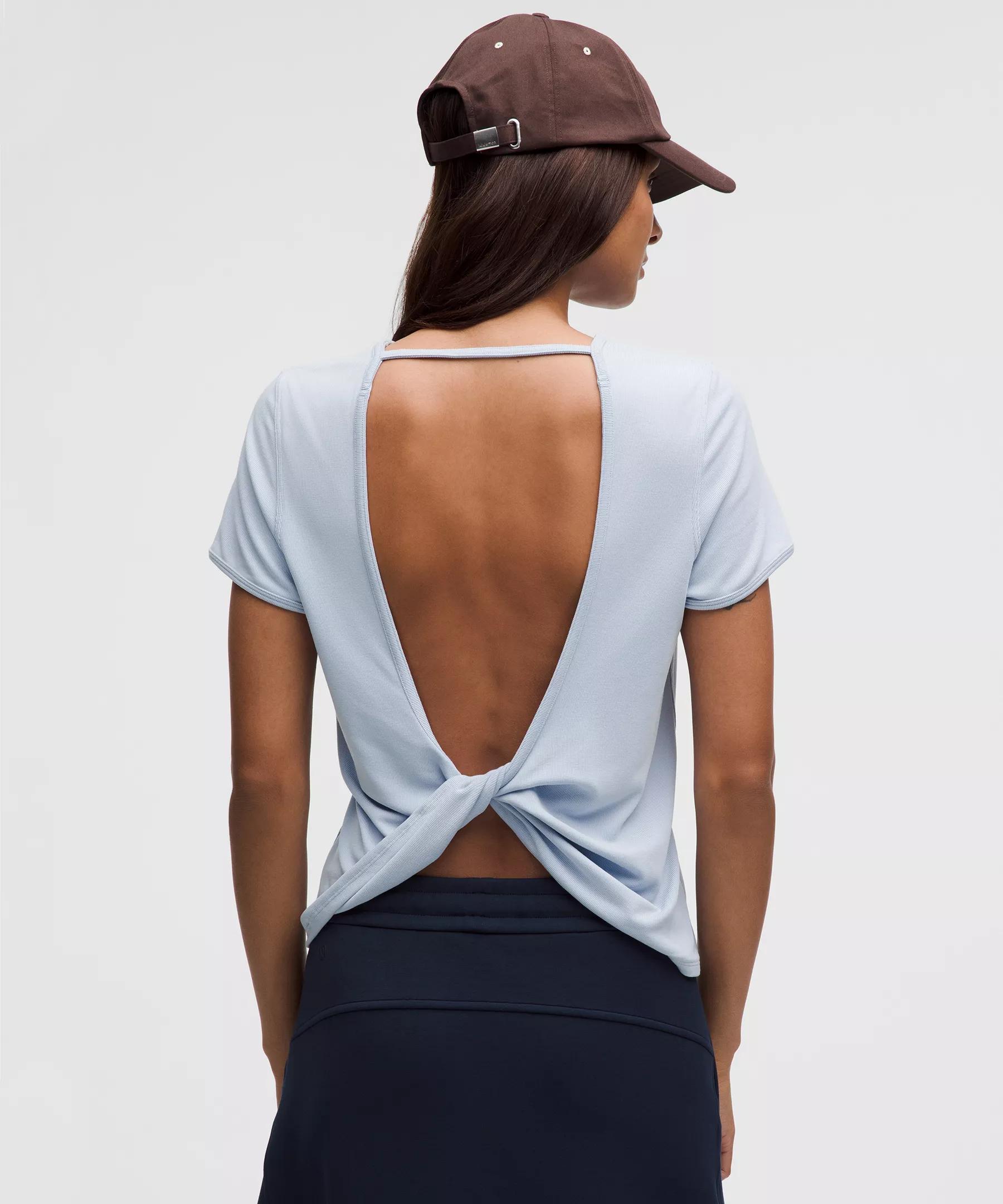 Twist-Back Soft Ribbed Short-Sleeve Top Product Image