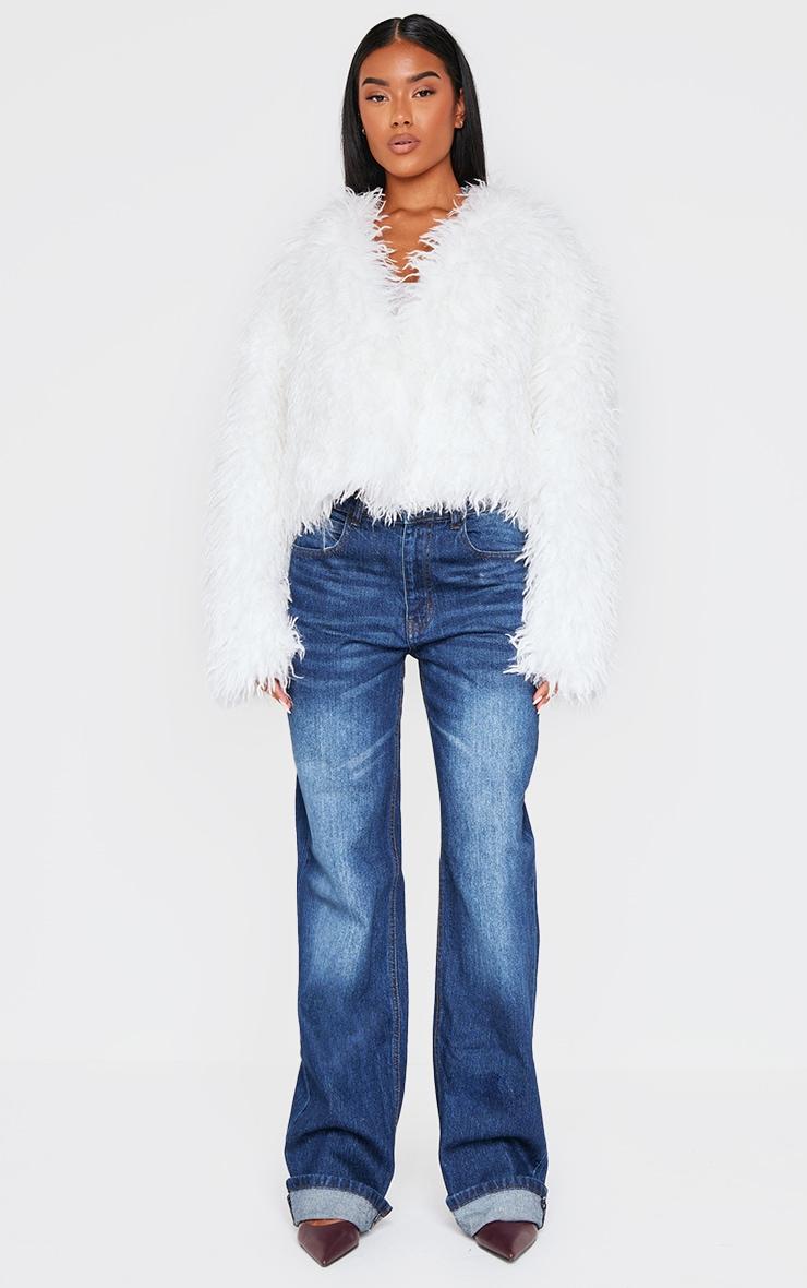  Cream Faux Fur Cropped Coat Product Image