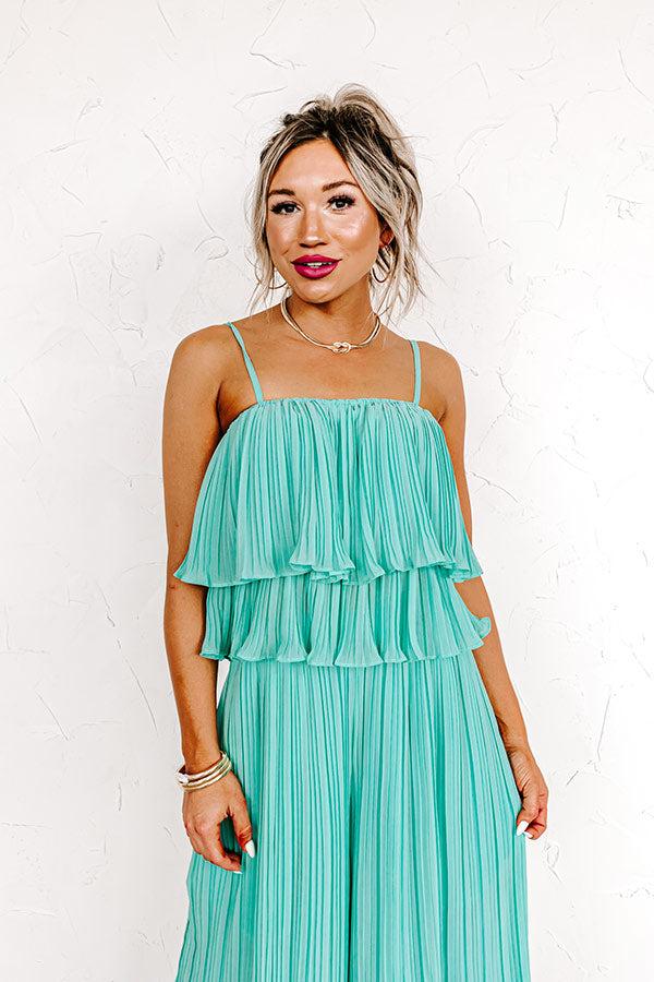 Visiting Italy Pleated Top In Aqua Product Image