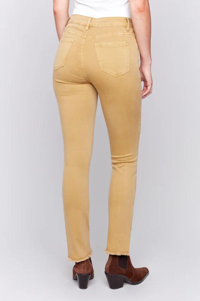 Bootcut Twill Pants with Asymmetrical Hem Product Image