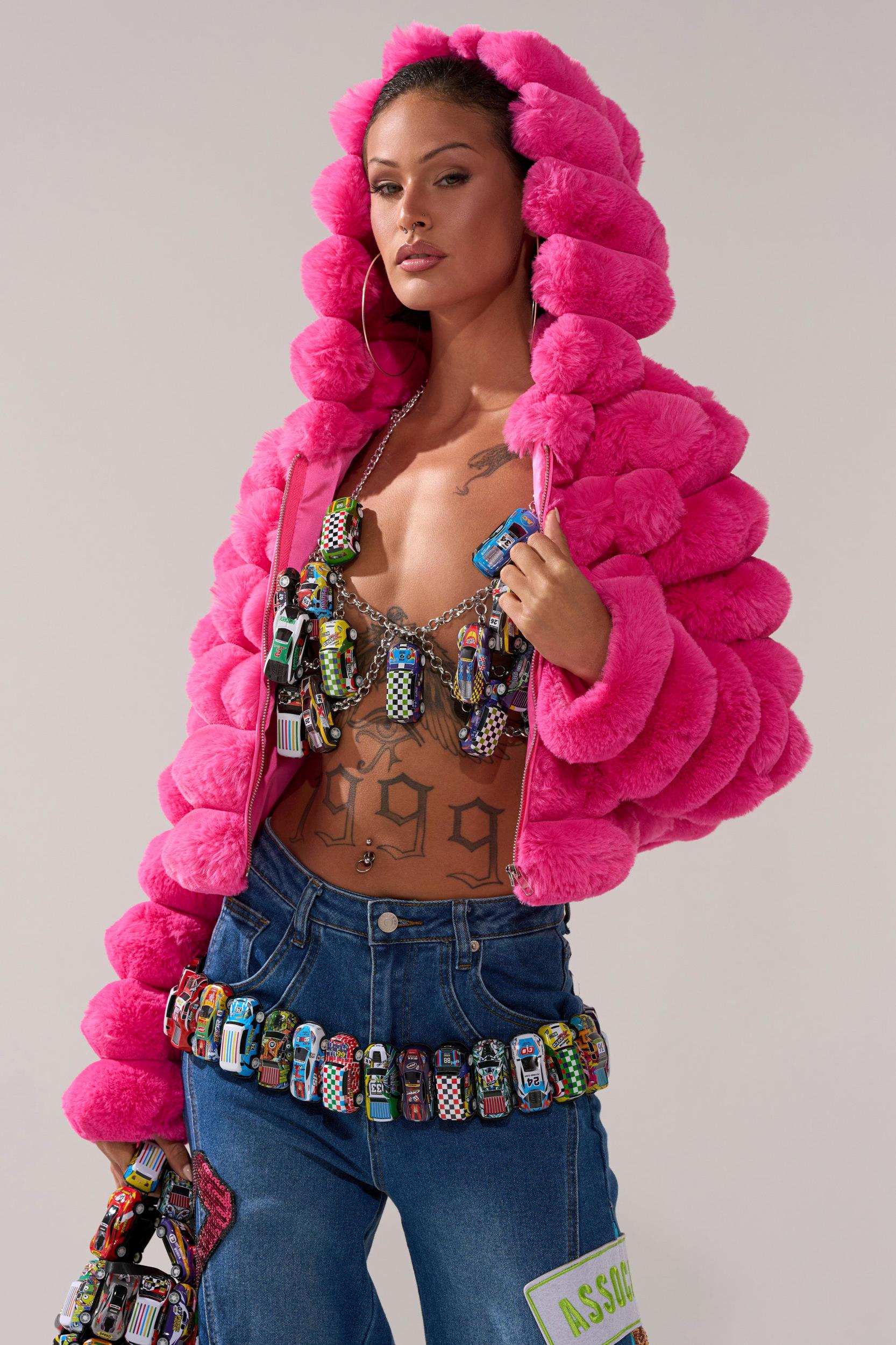 POPCORN FAUX FUR IN PINK Product Image