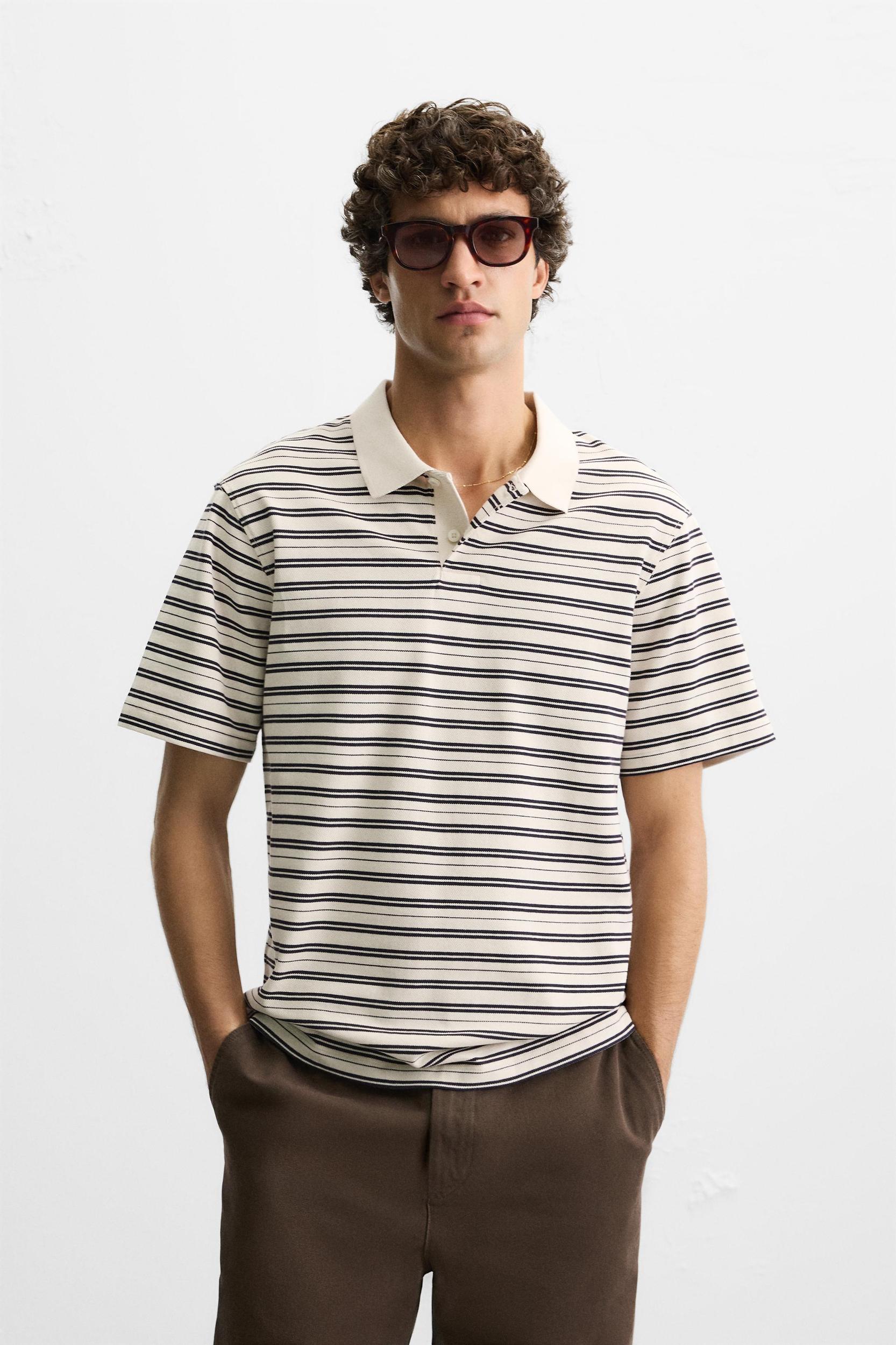 STRIPED PIQUÉ POLO SHIRT Product Image