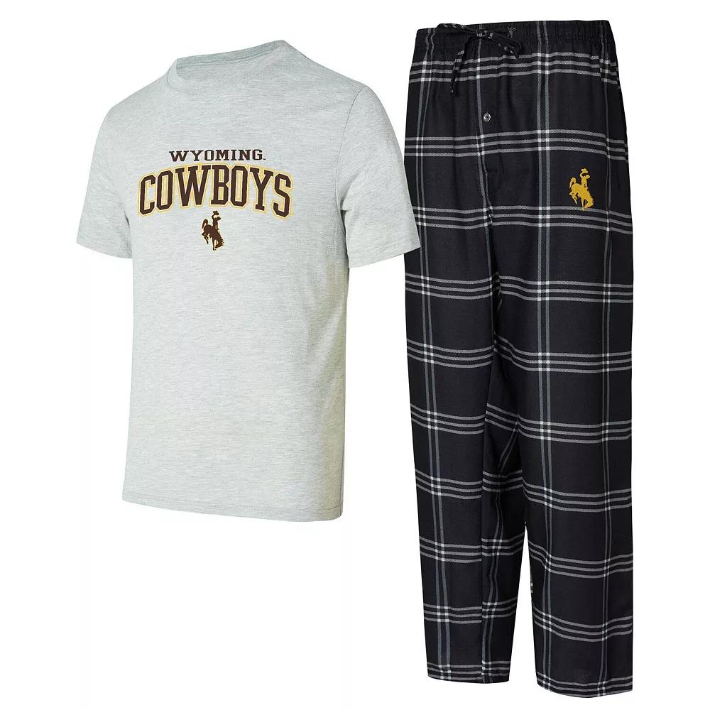 Men's Concepts Sport Wyoming Cowboys T-Shirt & Pants Sleep Set, Size: Large, Wyo Black Product Image