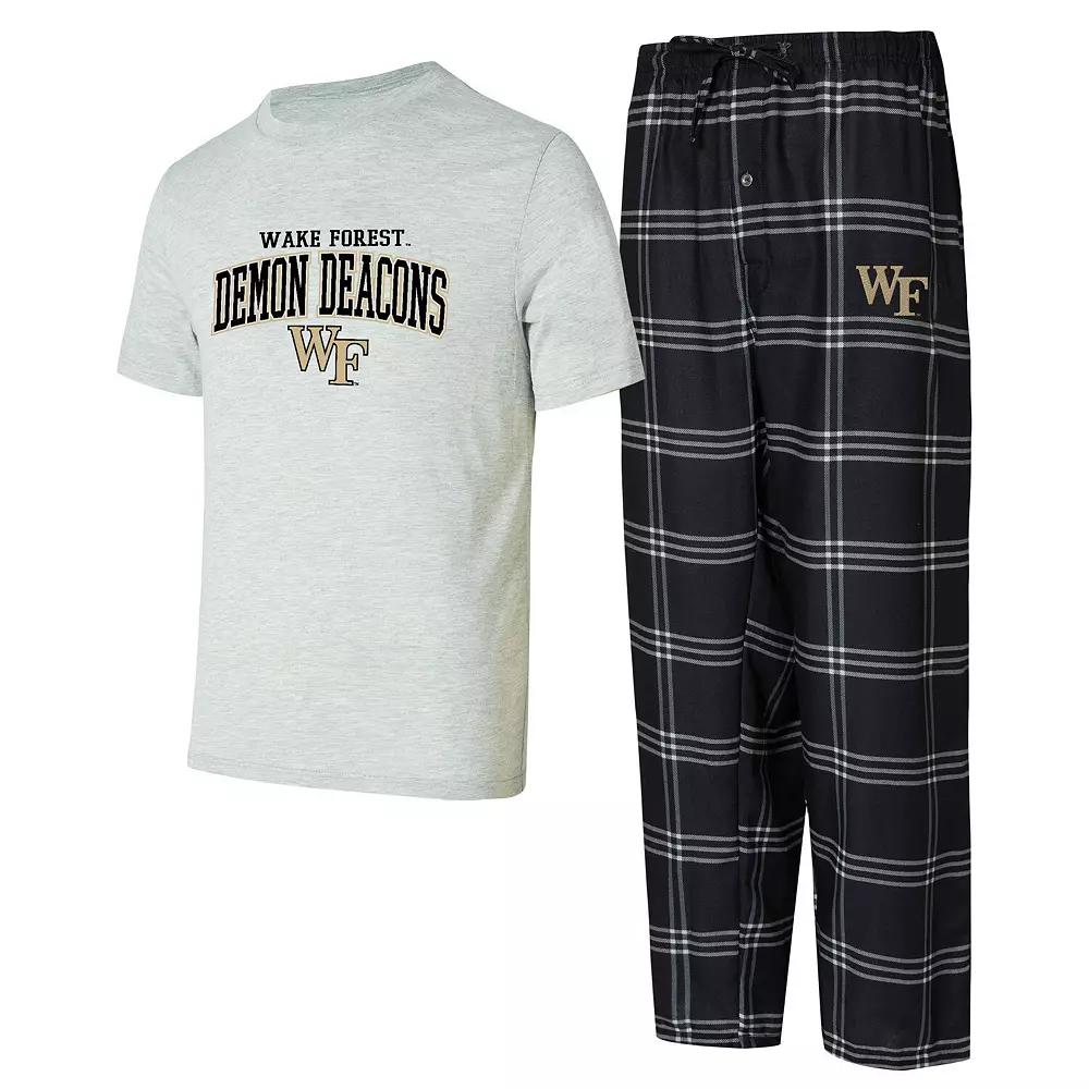 Men's Concepts Sport Black/Gray Wake Forest Demon Deacons T-Shirt & Pants Sleep Set, Size: XL, Wfu Black Product Image