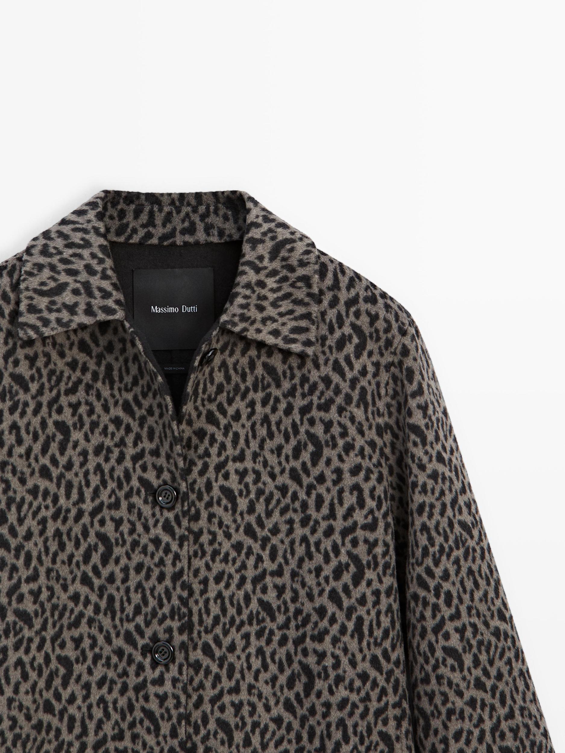 Wool blend animal print coat Product Image
