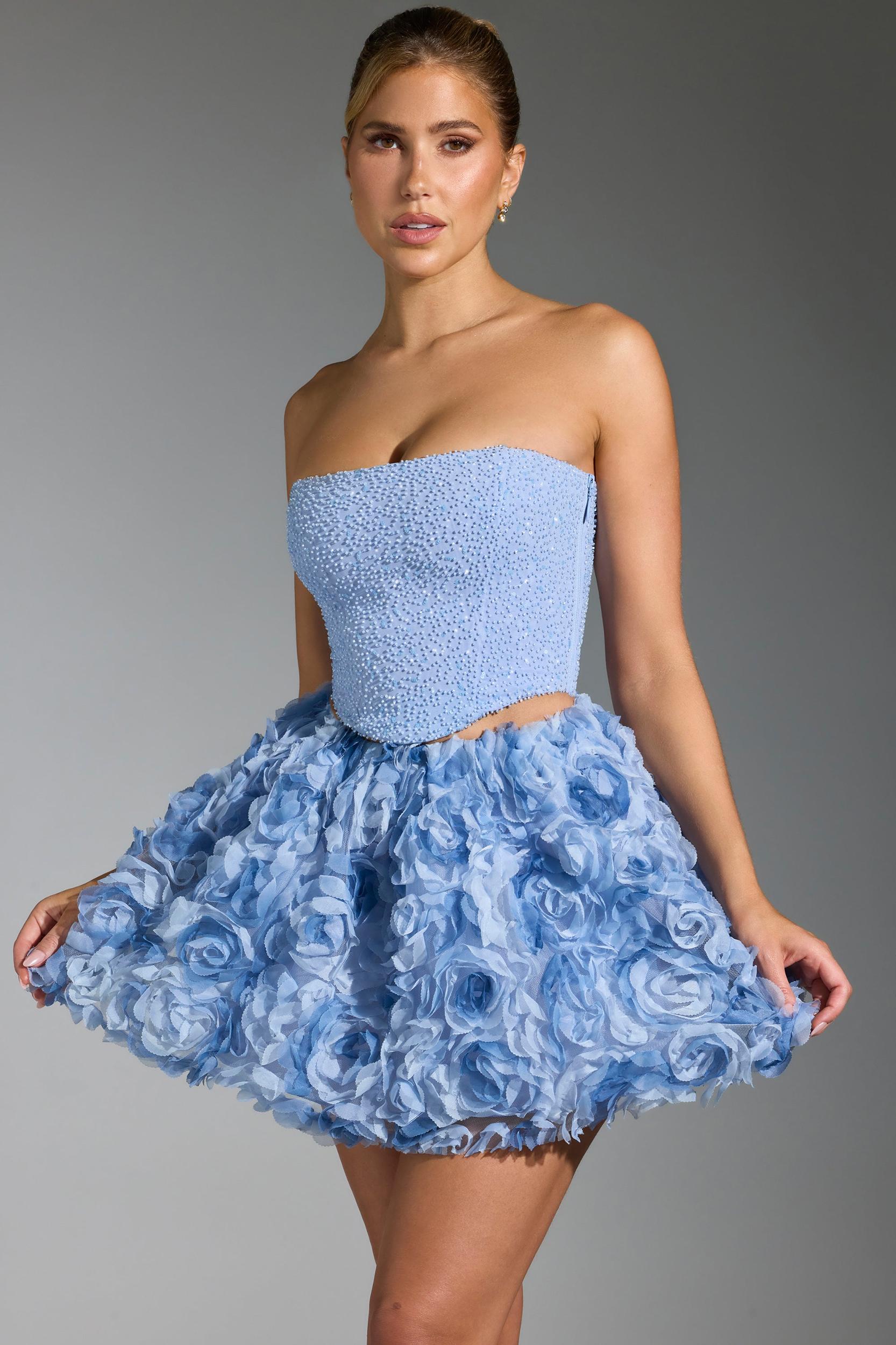 Embellished Corset Top in Blue Product Image