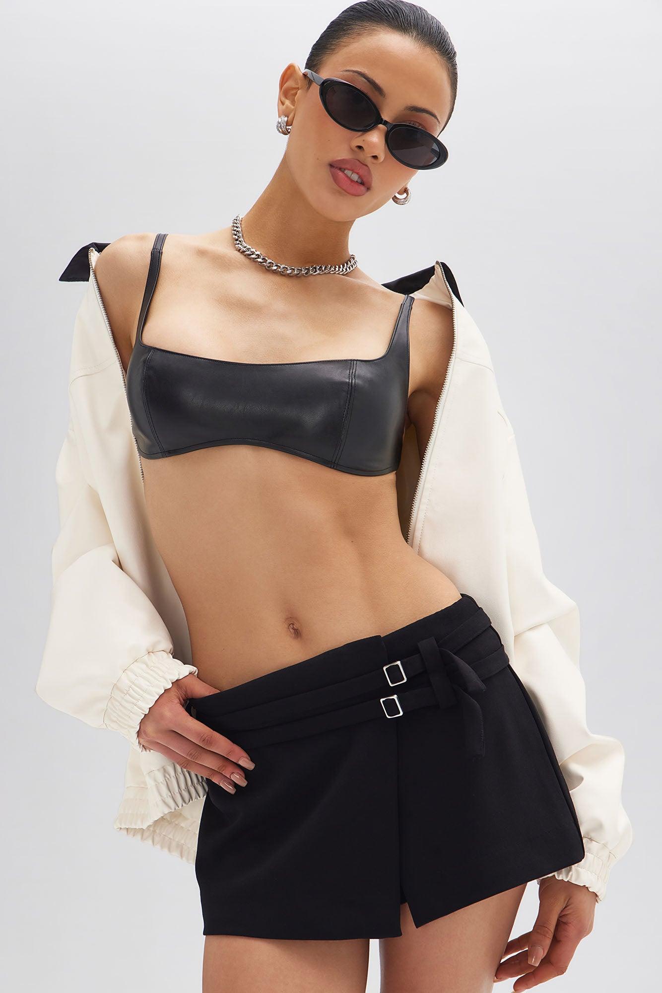 Kiara Low Rise Double Belt Wrapped Skort - Black Product Image