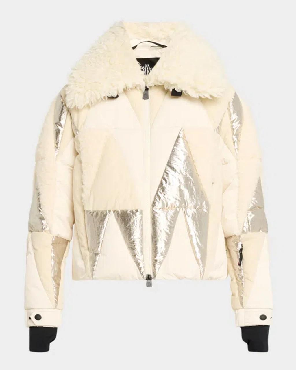 MONCLER Pamiers Paneled Quilted Wool-blend Fleece-and Cotton-corduroy Down Ski Jacket In Multi Product Image