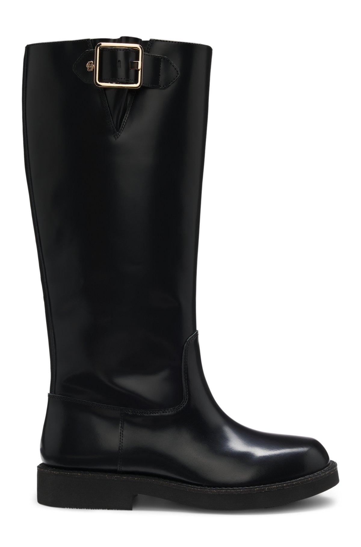 Knee boots in brush-off leather Product Image