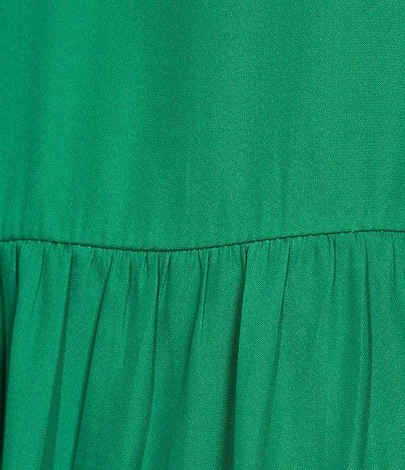 Skies Are Blue Split V-Neck Sleeveless Tiered Mini Dress Product Image