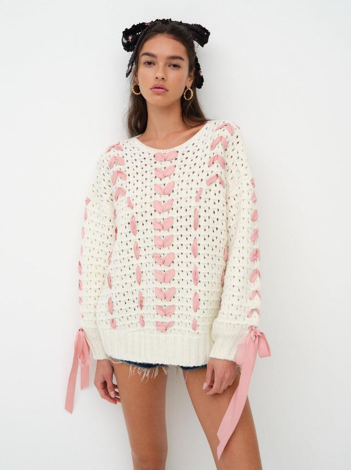 Laurel Oversized Sweater — White Product Image