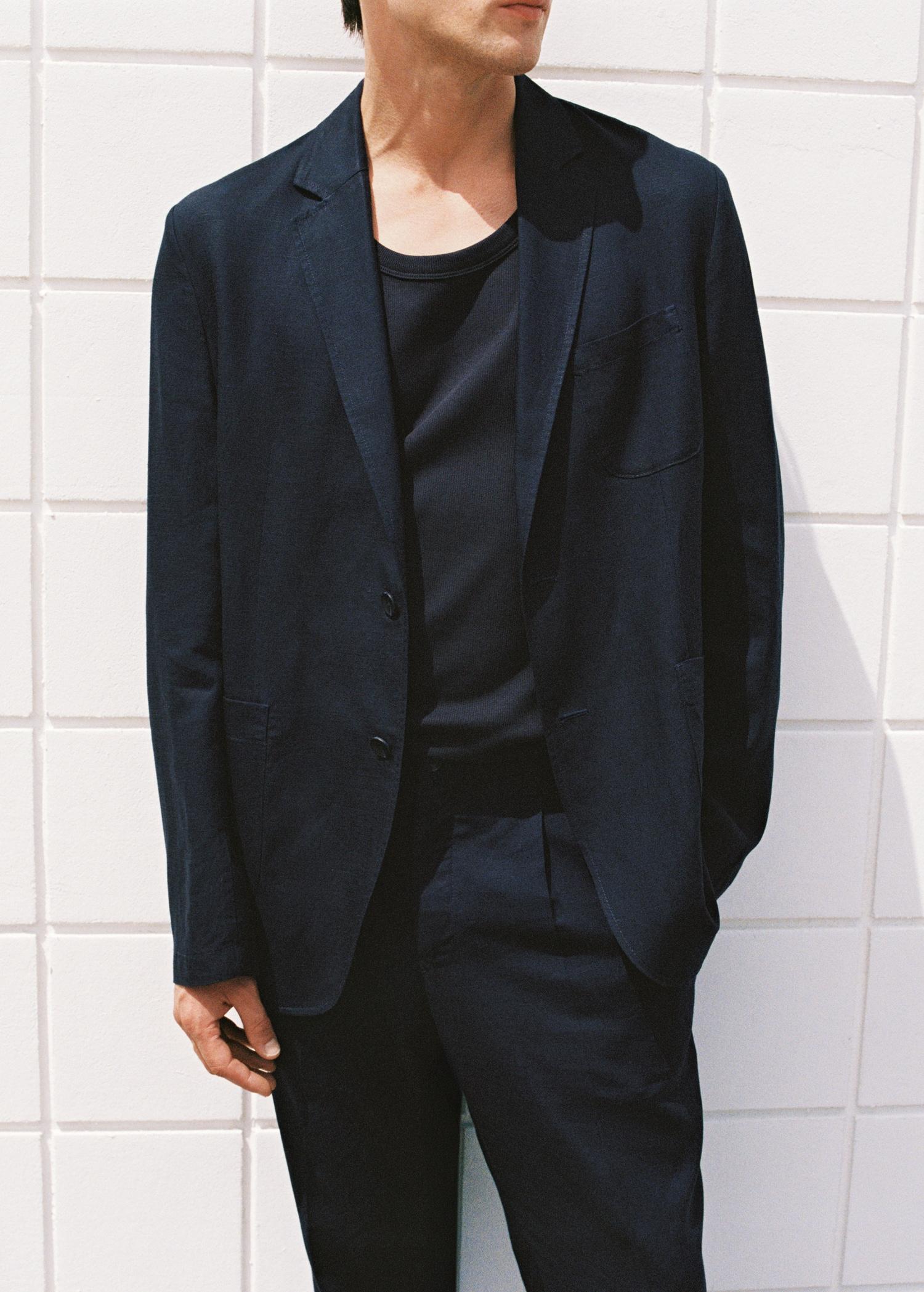 Slim-fit linen-blend suit blazer - Men | MANGO USA Product Image