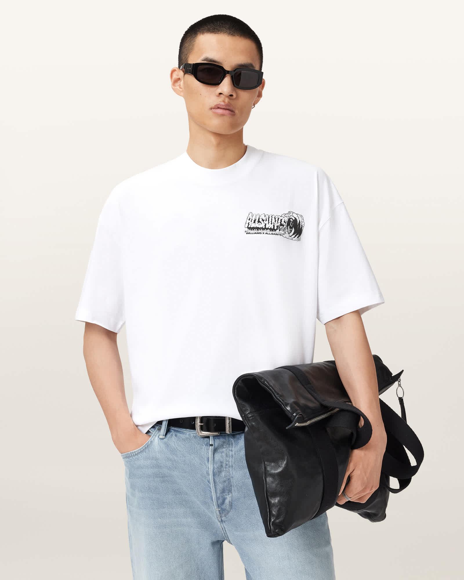 Williams X AllSaints Burnout Crew Neck T-Shirt ASHEN WHITE | ALLSAINTS US Product Image