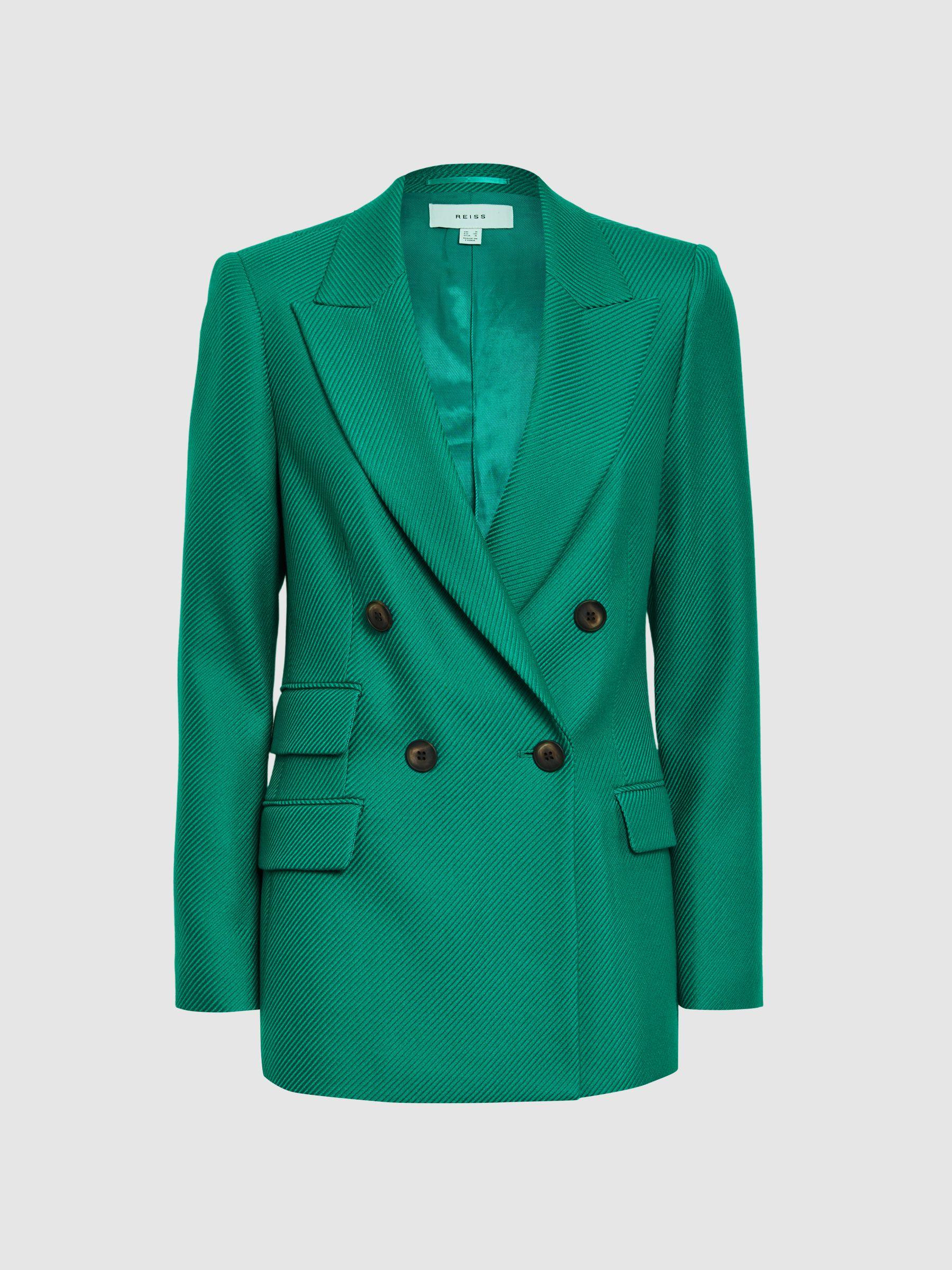 Single Breasted Twill Blazer in Green Product Image