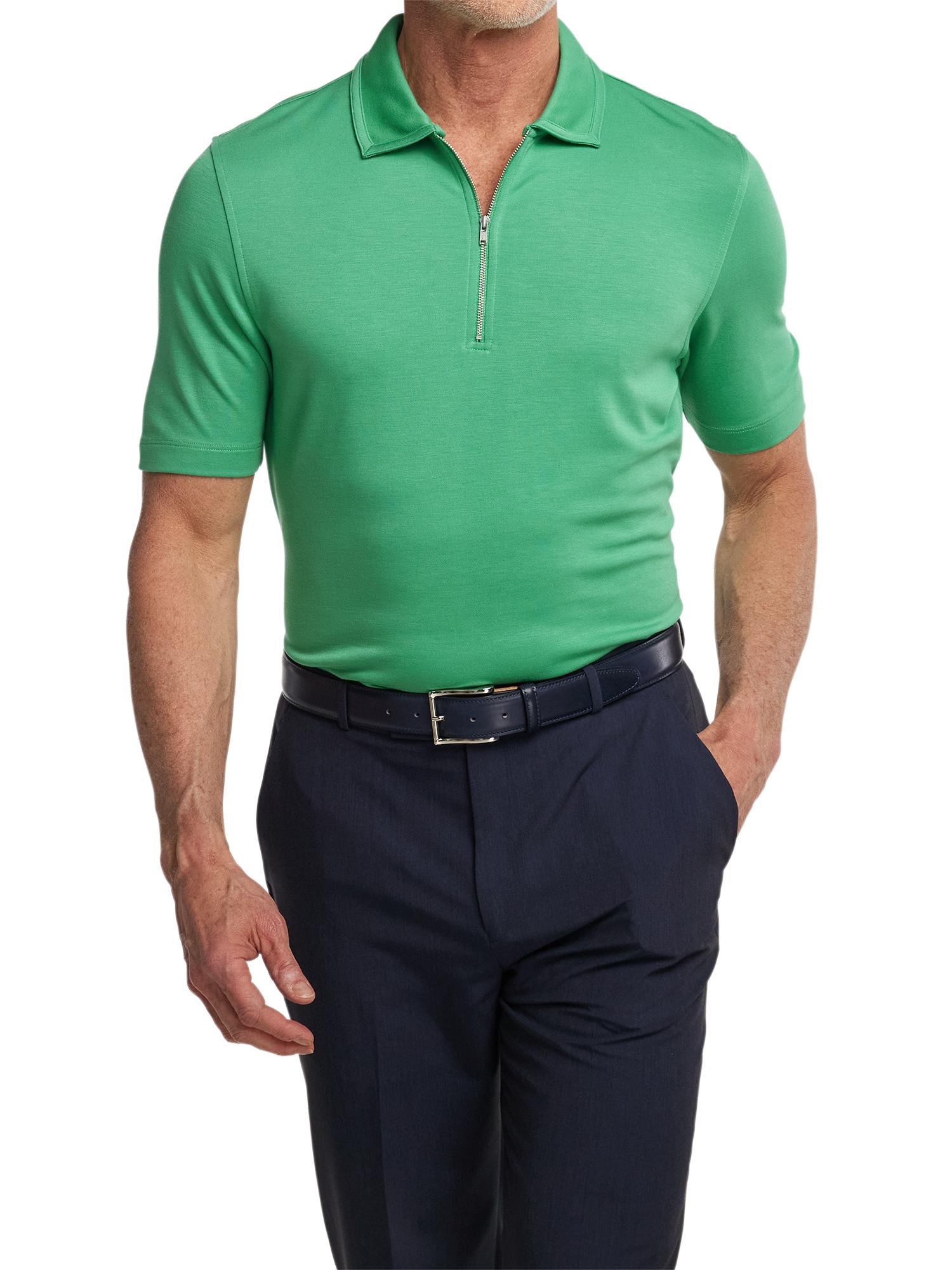 Lyocell Blend Quarter Zip Polo - Green Product Image