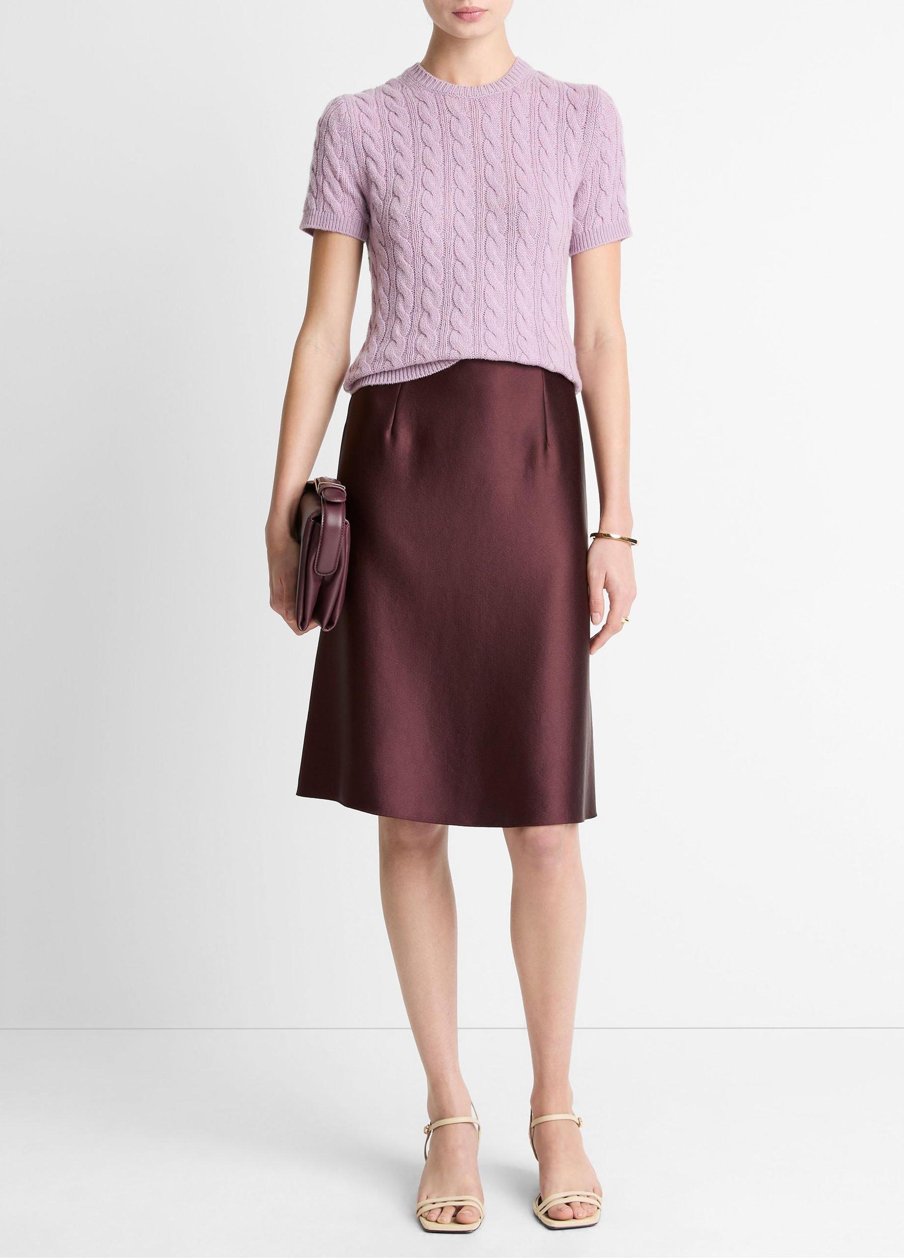 Cable-Knit Wool & Cashmere-Blend Short-Sleeve Sweater Product Image