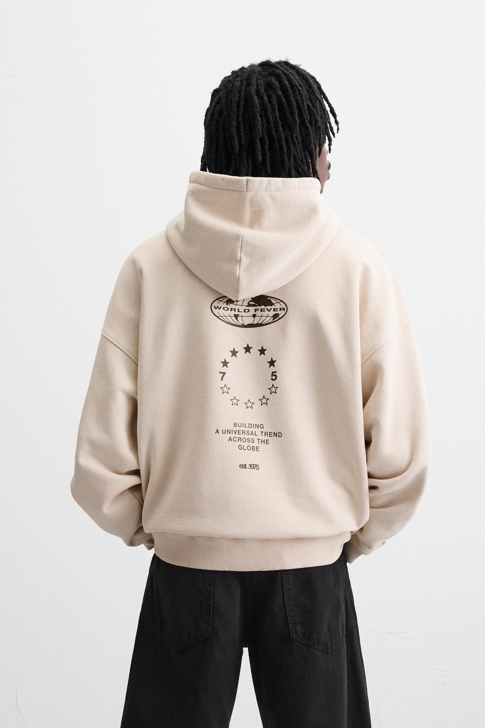 WASHED TEXT HOODIE SWEATSHIRT Product Image