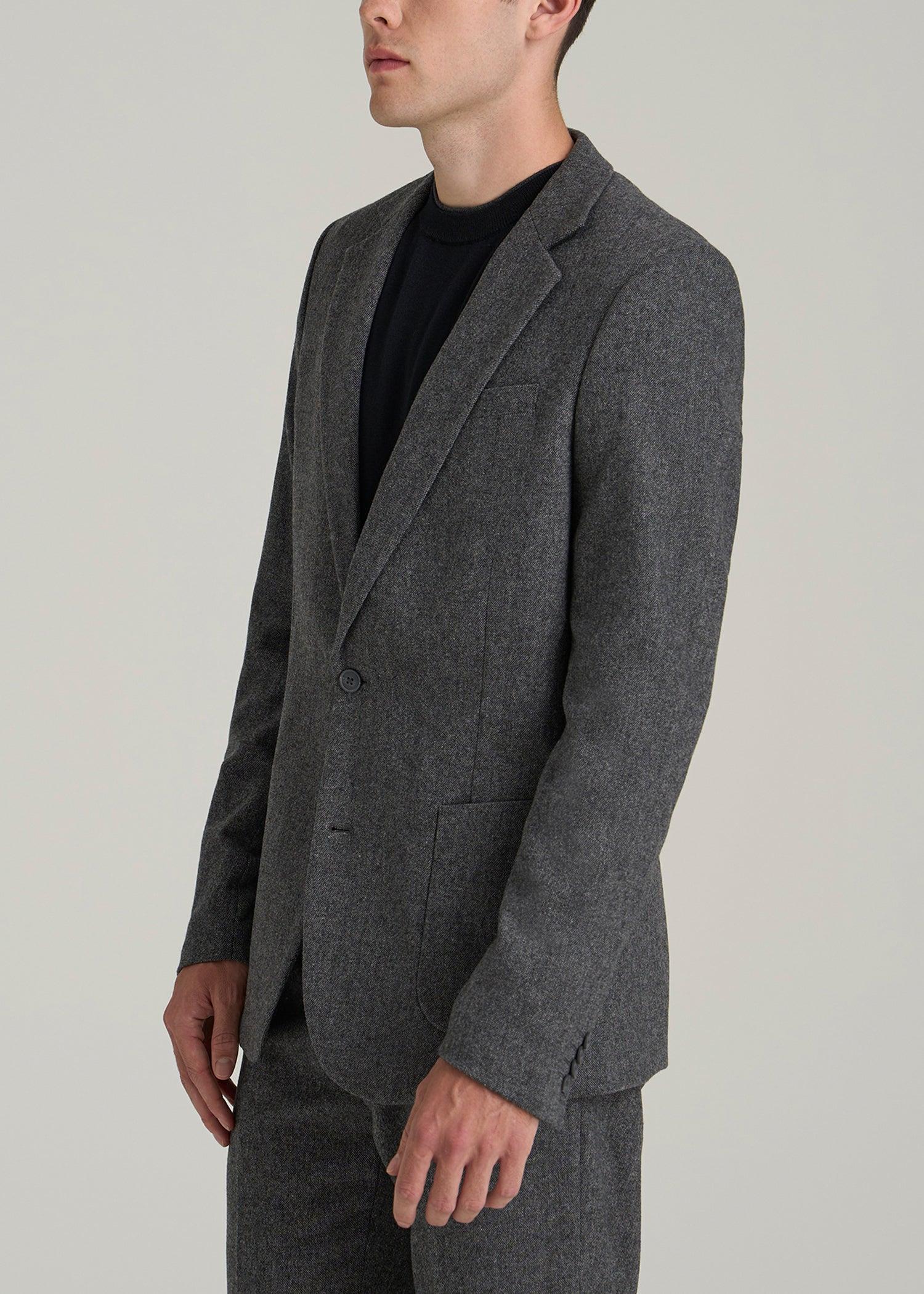 Wool Blend Blazer for Tall Men in Anthracite Tweed Male Product Image