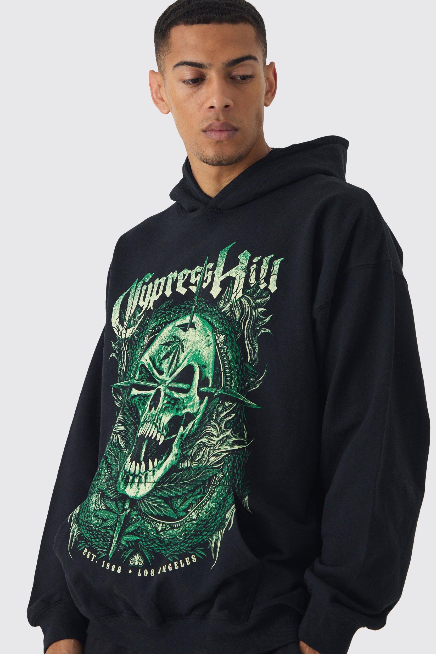 Oversized Cypress Hill Band License Print Hoodie | boohooMAN USA Product Image