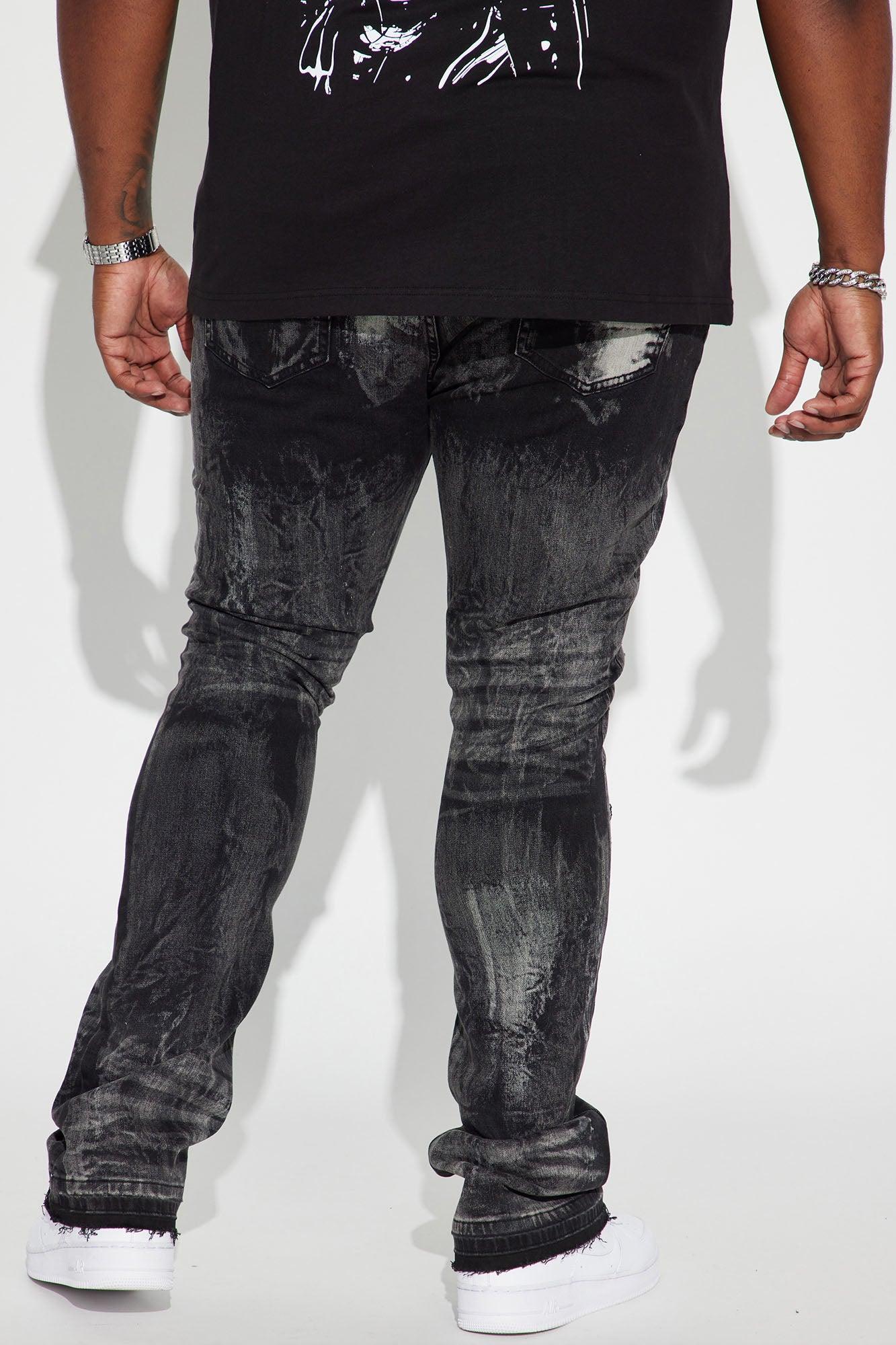 No Cap Stacked Skinny Flare Jeans - Black Wash Product Image