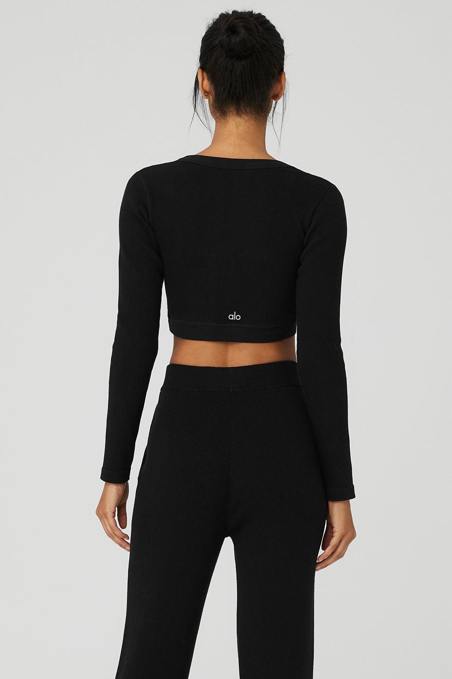 ALO | Seamless Ribbed Cropped Serene Long Sleeve Top Product Image
