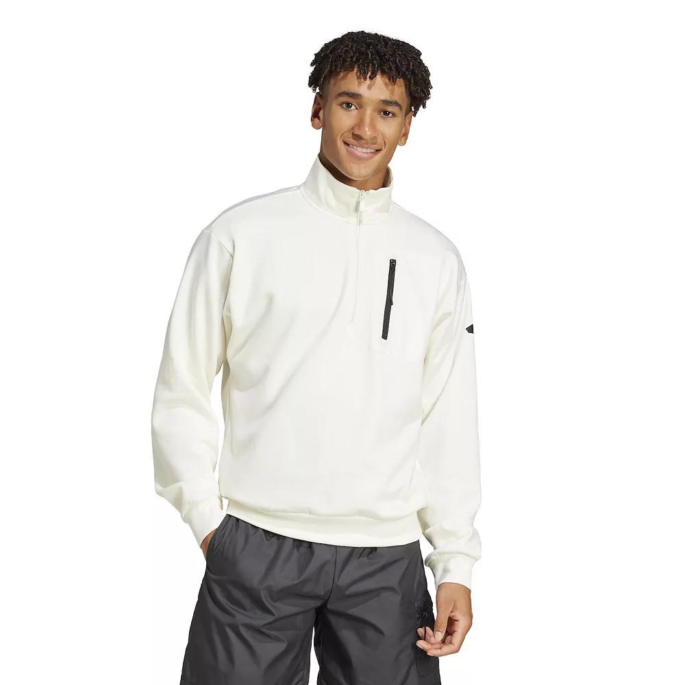 Men's adidas City Escape Half Zip Sportswear Sweatshirt, Size: Medium, Off White Product Image