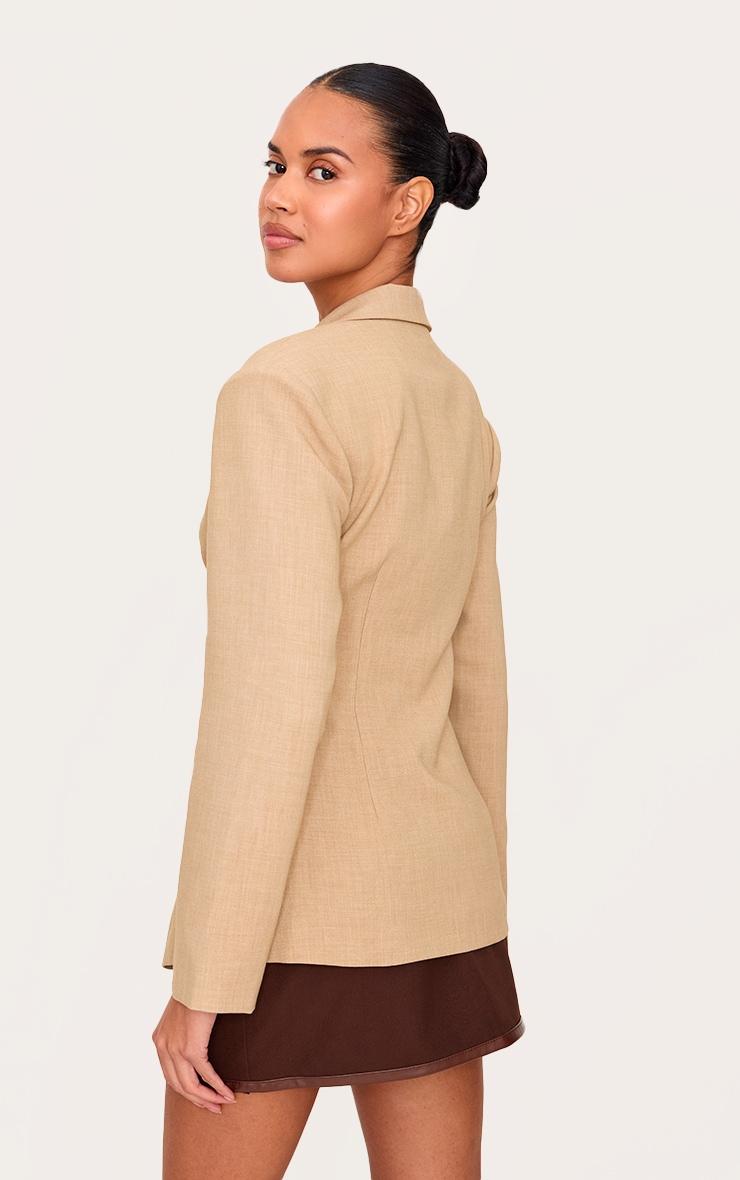 Beige Strap Detail Fitted Blazer Product Image