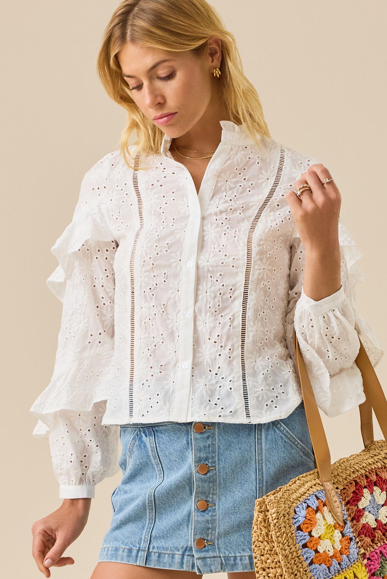 Serena Eyelet Button Up Top Product Image