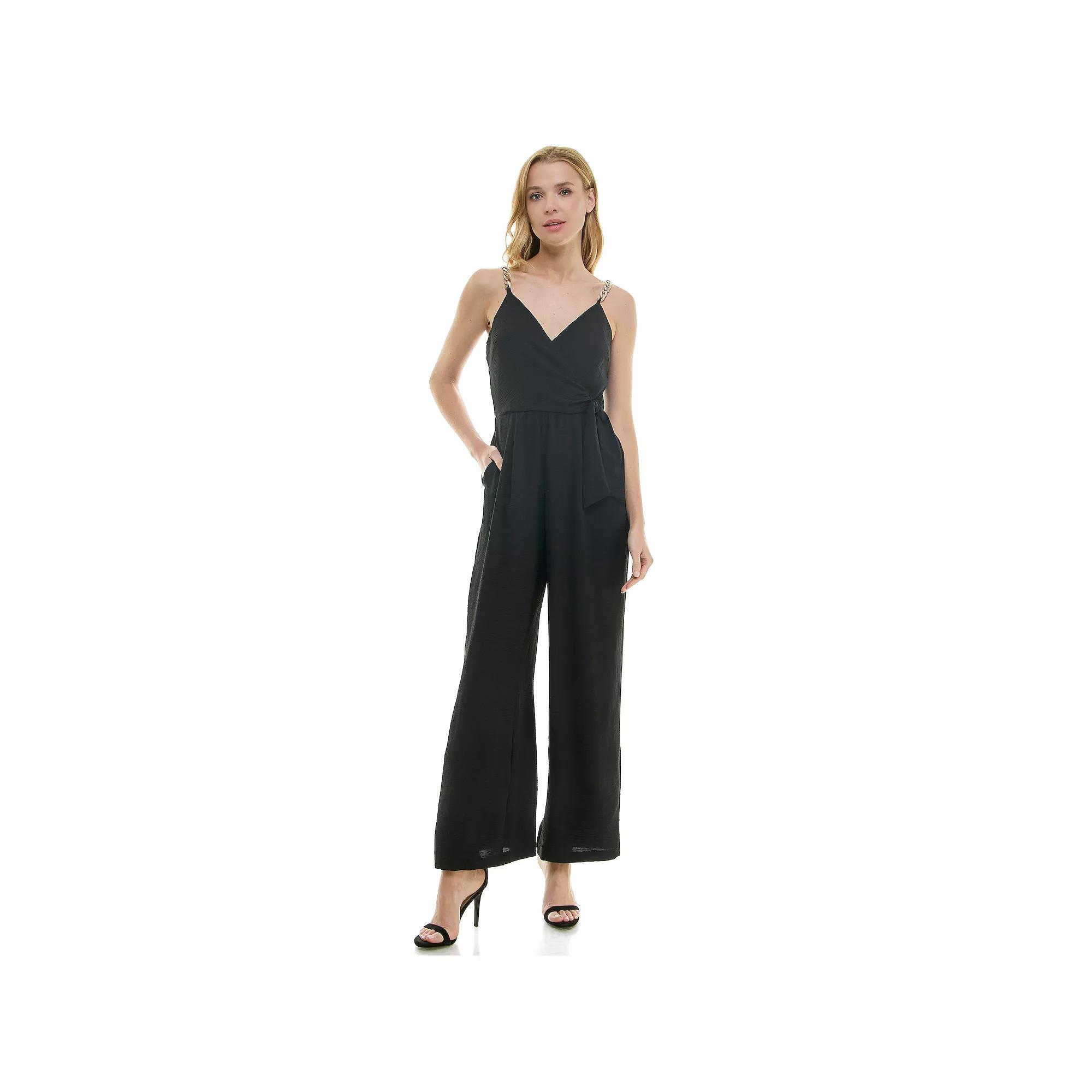 Women's Luxology Faux-Wrap Trim Detail Jumpsuit,  Product Image