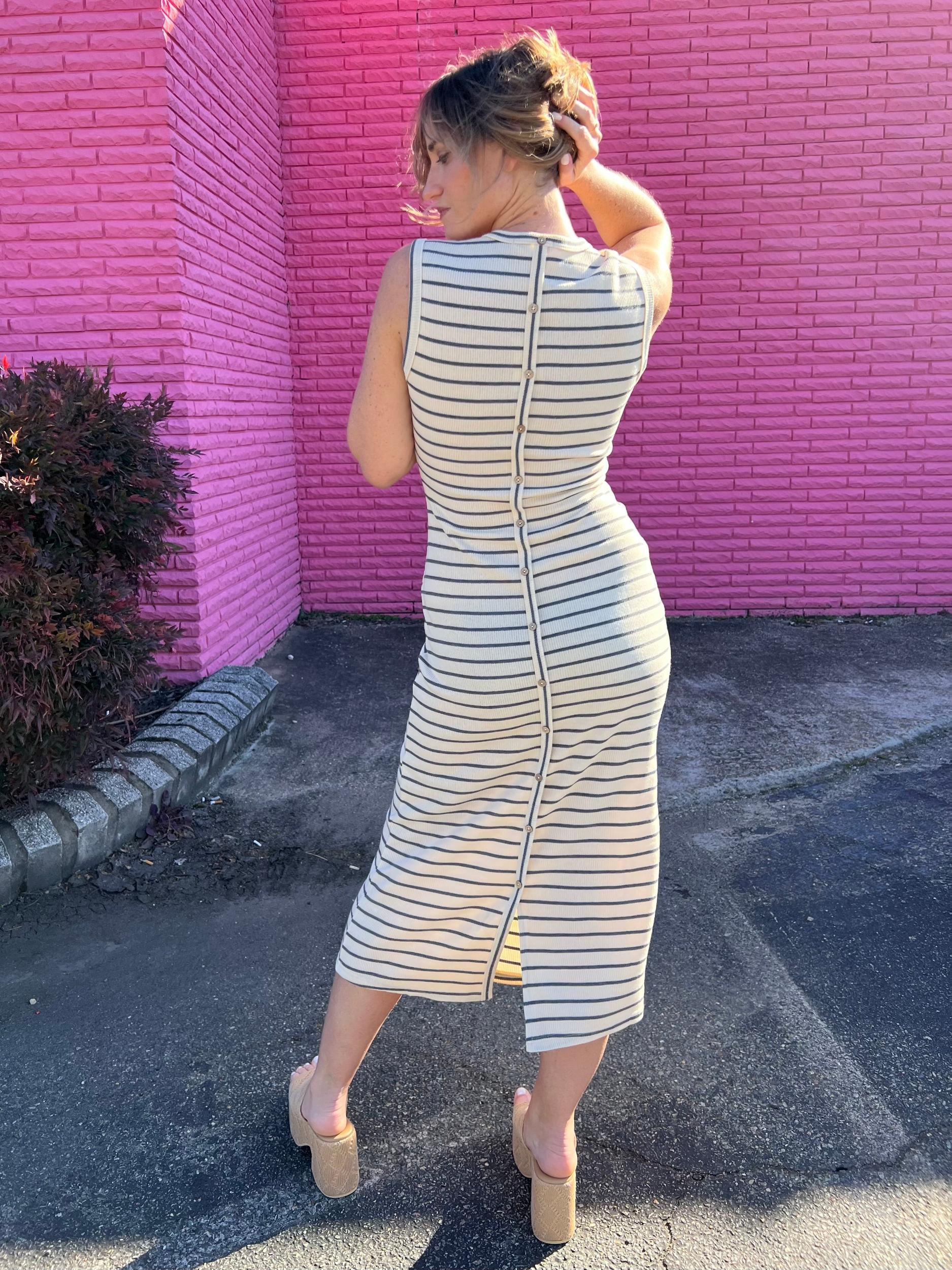Side By Side Striped Maxi Dress Product Image