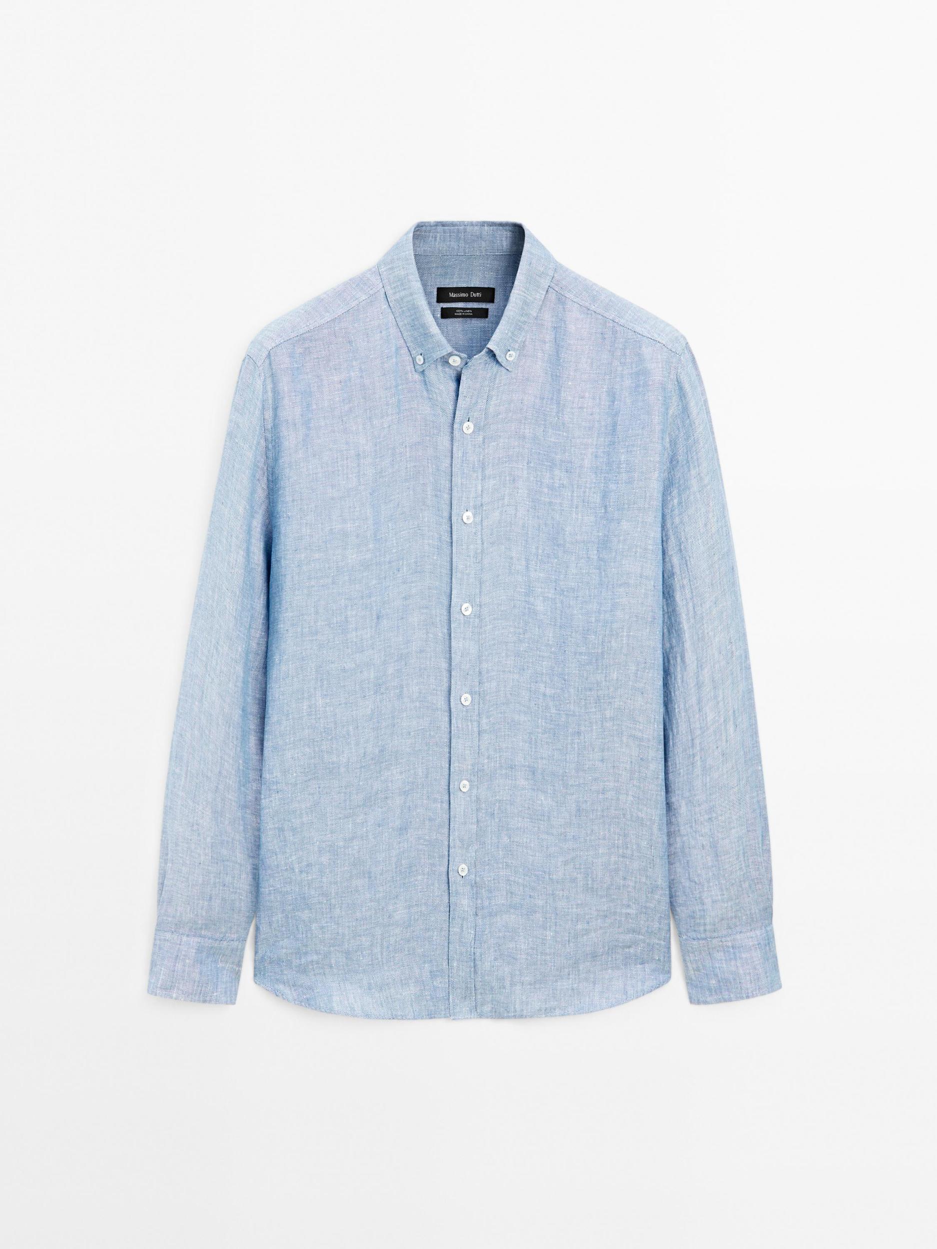 100% linen regular fit Oxford shirt Product Image