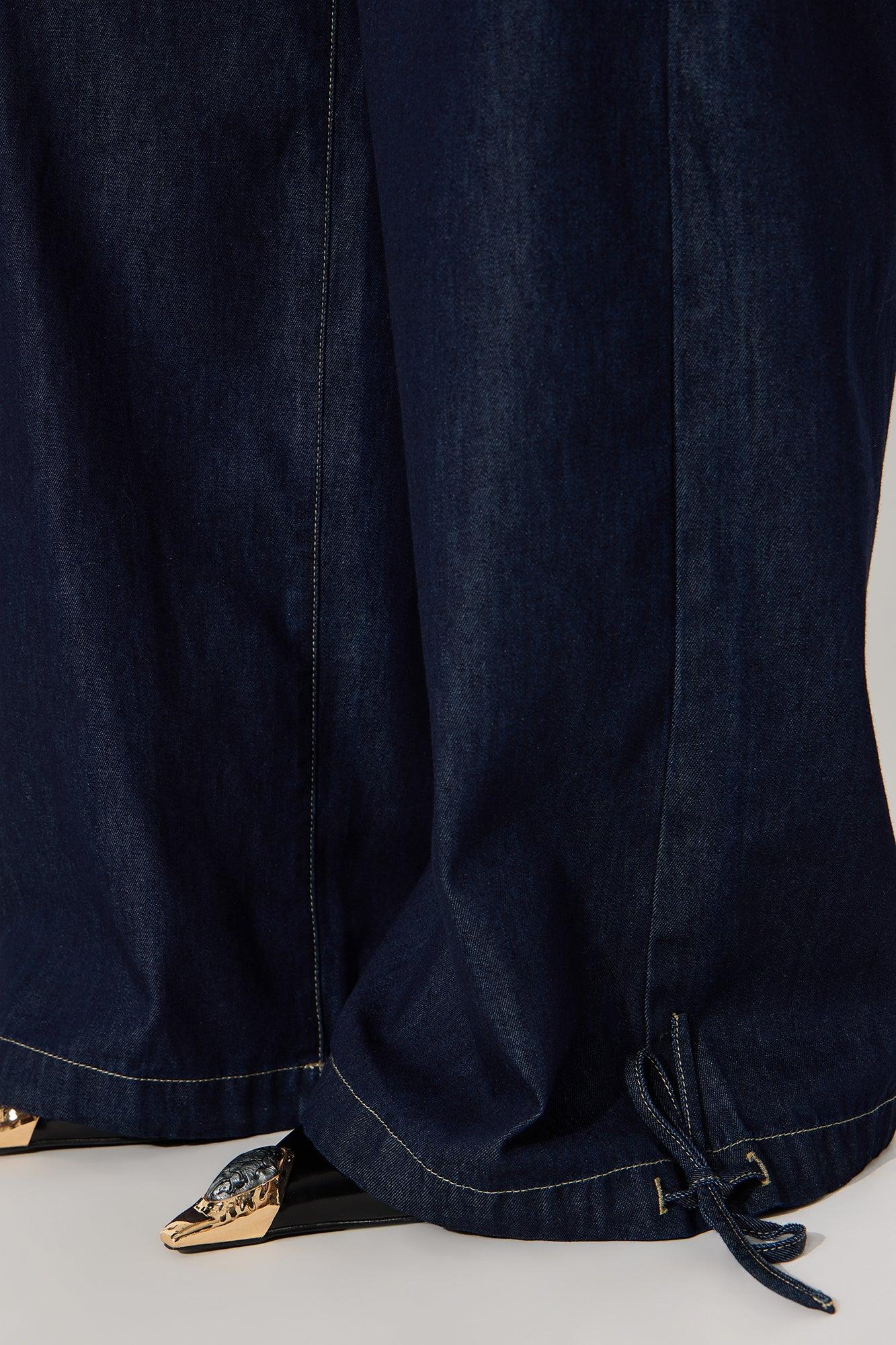 Jenni Dark Wash Wide Leg Pant Set - Dark Wash Female Product Image