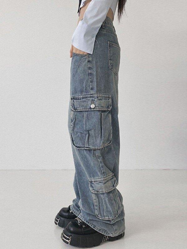 Pocket Patch Boyfriend Fit Cargo Jeans Product Image