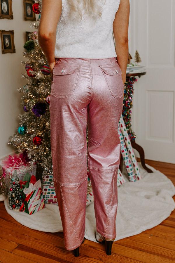 The Raleigh High Waist Metallic Pants In Pink Product Image