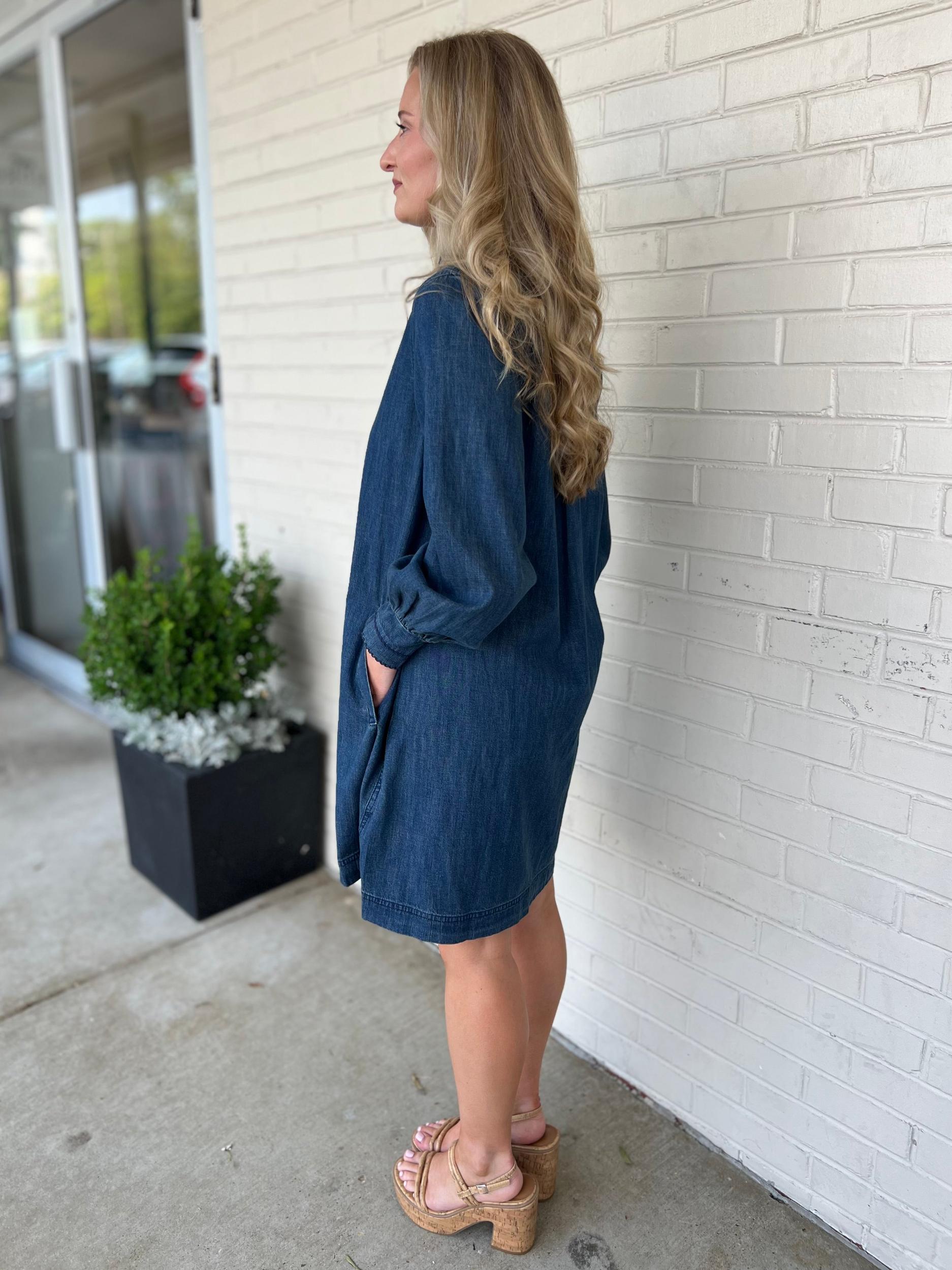 Phoebe Long Sleeve Denim Dress Product Image