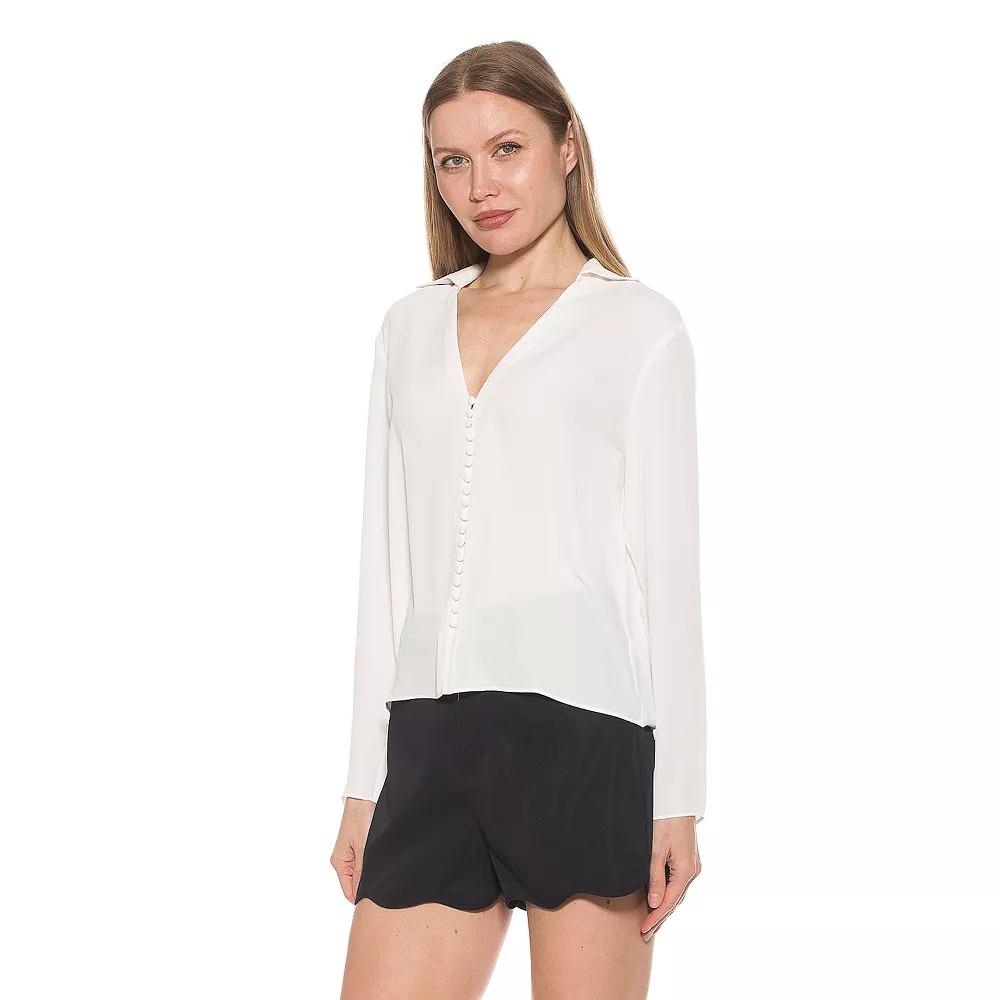 Women's ALEXIA ADMOR Lori Long Sleeve V-Neck Shirt,  Product Image