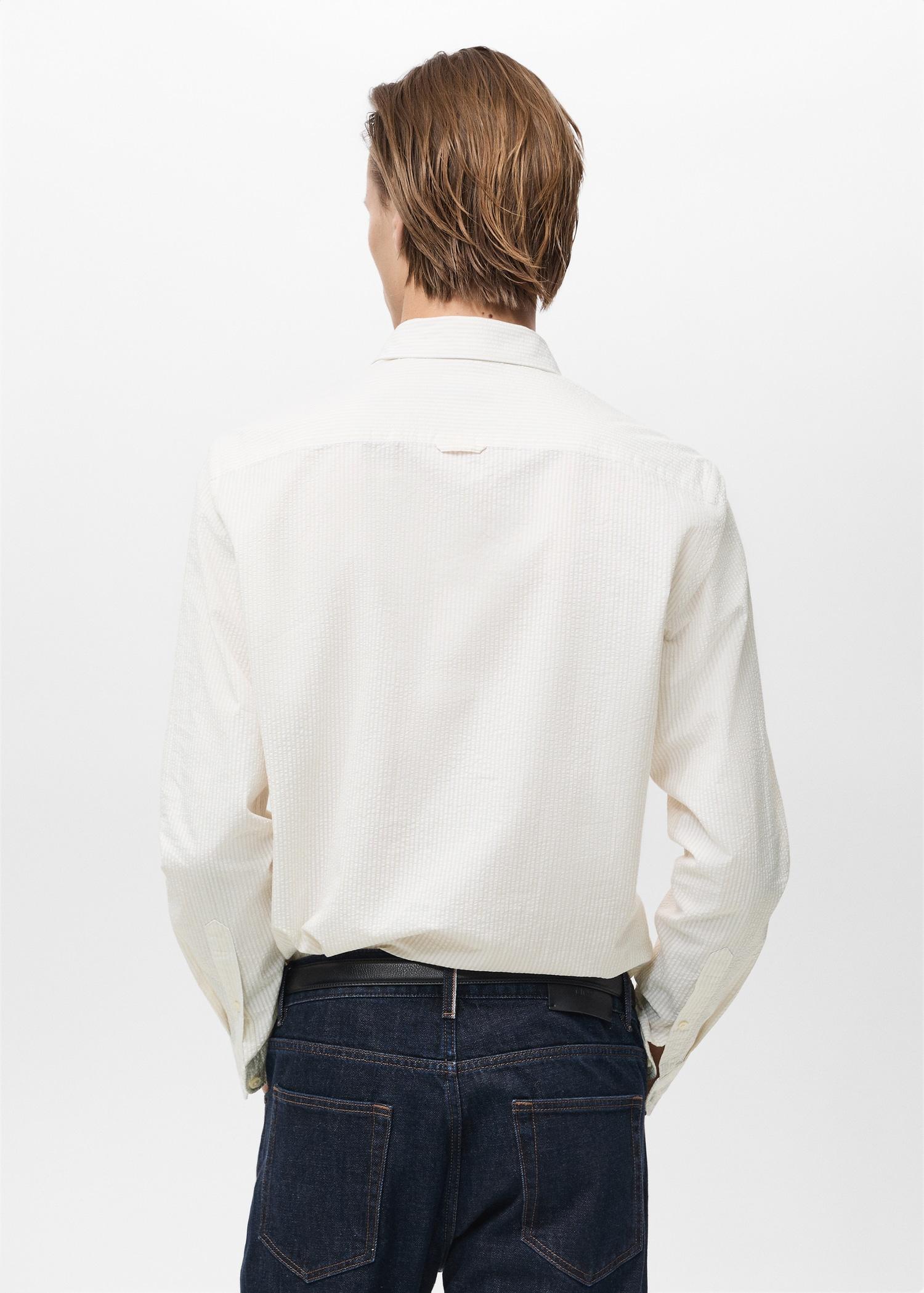 Striped seersucker shirt - Men | MANGO USA Product Image