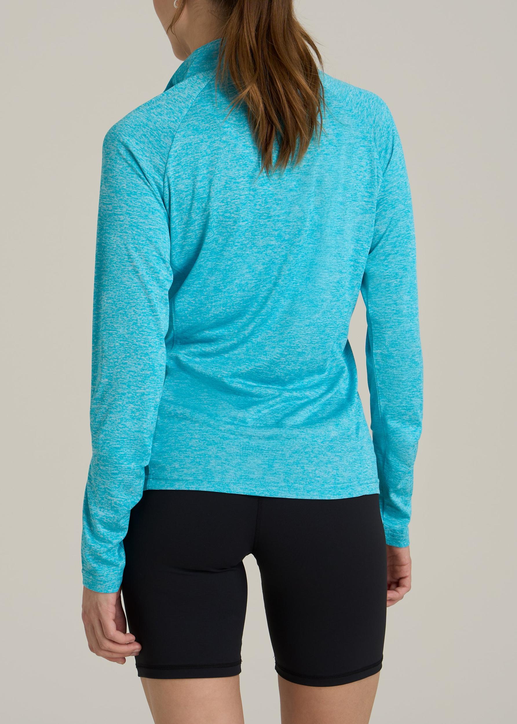 Long Sleeve Active Half-Zip Pullover Jacket for Tall Women in Scuba Blue Mix Female Product Image